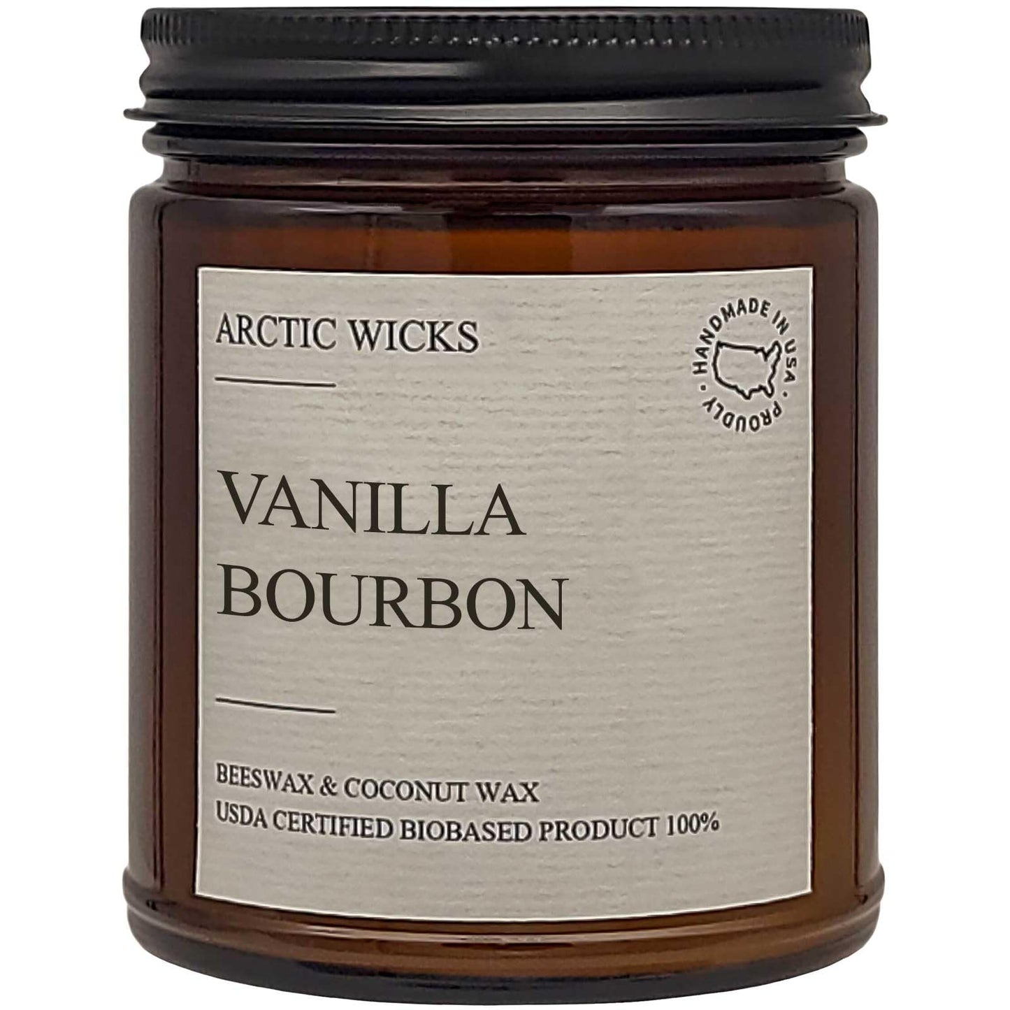 Vanilla Bourbon Candle | Arctic Wicks 9oz Coconut & Beeswax Candles | Scented Non-Toxic Candles for Fall, Winter, Holidays, Gifts For Him, Whiskey Bourbon, Vanilla Candle | USDA Certified Biobased