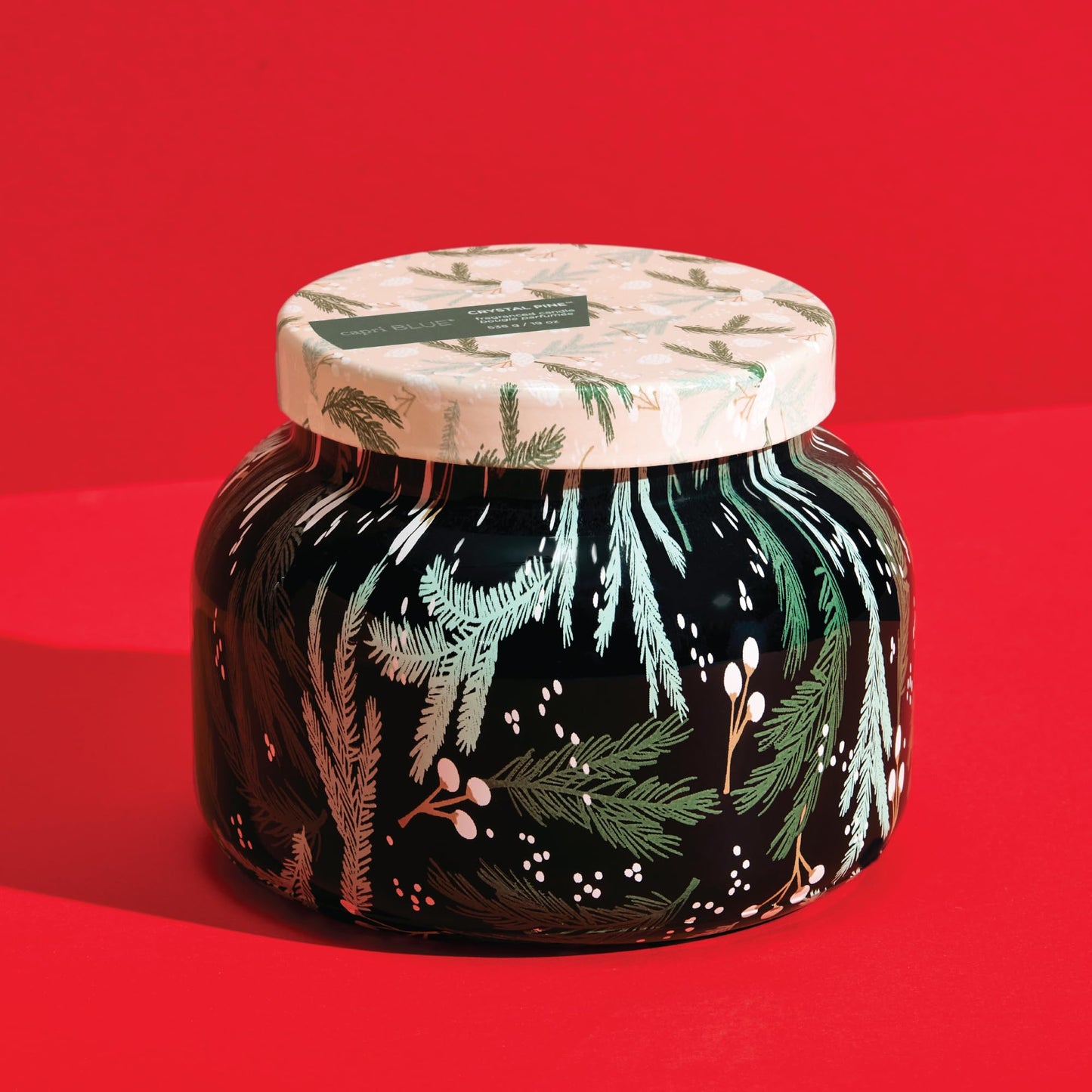 Capri Blue Pattern Play Signature Holiday Candle - Luxury Holiday Scented Candle for Home- Long Lasting Soy Wax Blend - Comes in Decorative Glass Jar (Crystal Pine, 19 oz)