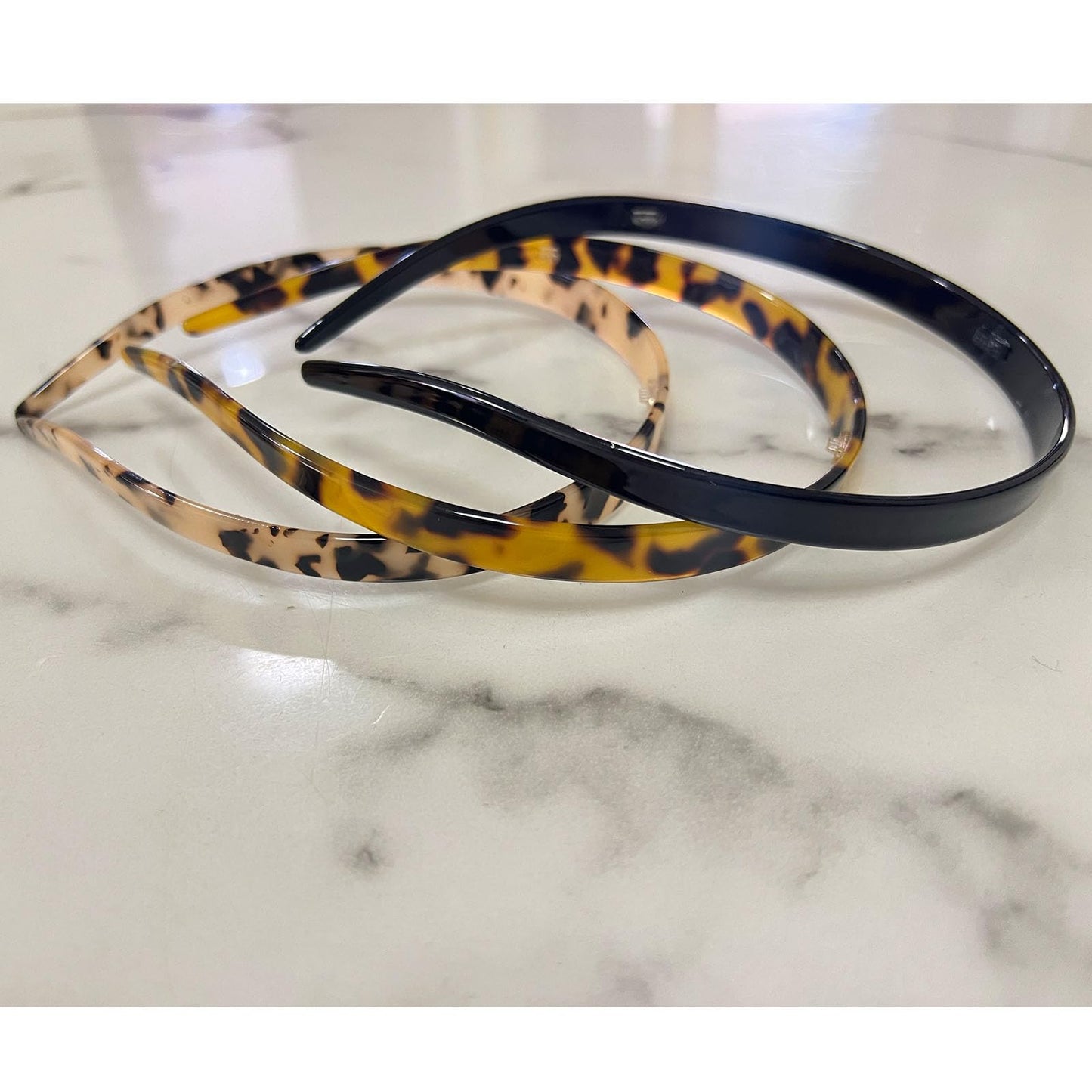 KOVOLITU 3 Pack Eyewear Headbands - Comfortable Plain Headbands for Women in Black, Tortoise, Amber