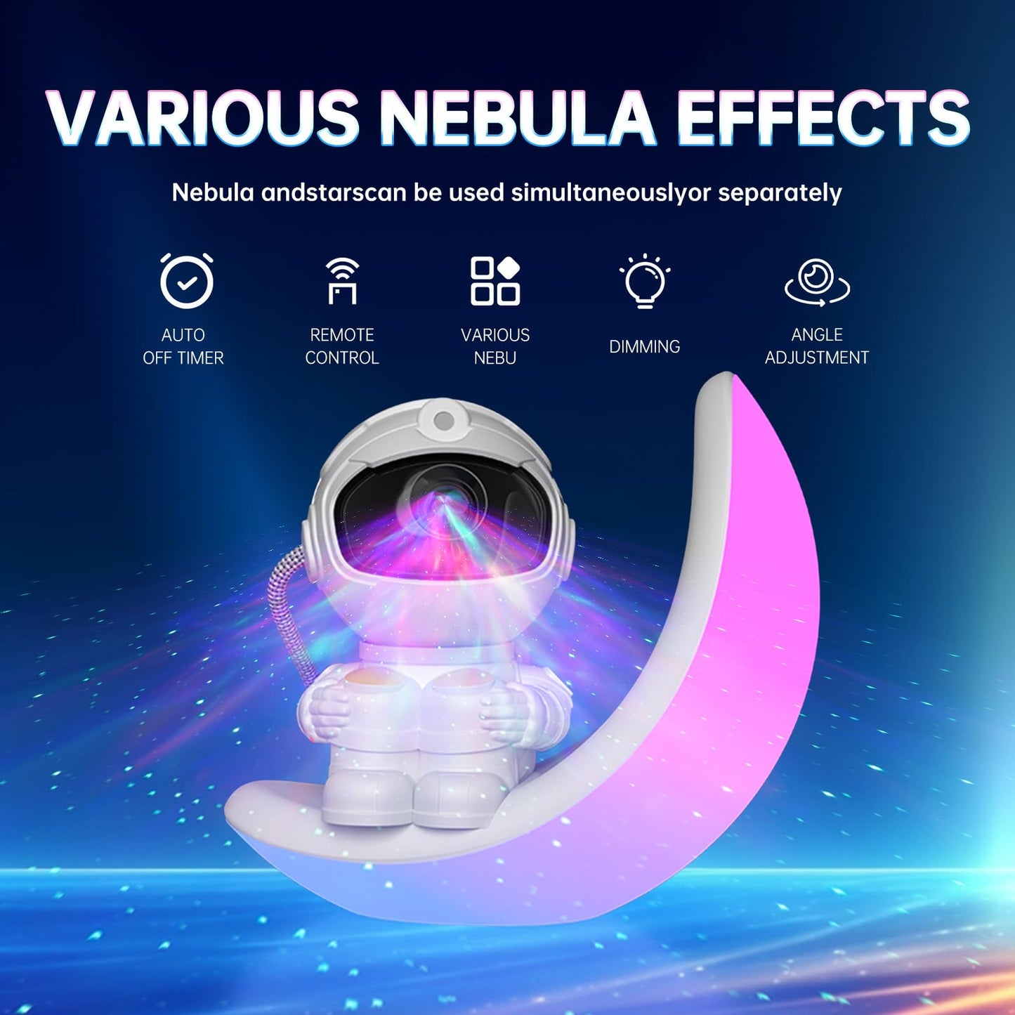 Moon lamp Star Projector Galaxy Night Light,Astronaut Starry Nebula Ceiling LED Lamp with Timer and Remote, Gift for Kids Adults for Bedroom, Christmas, Birthdays