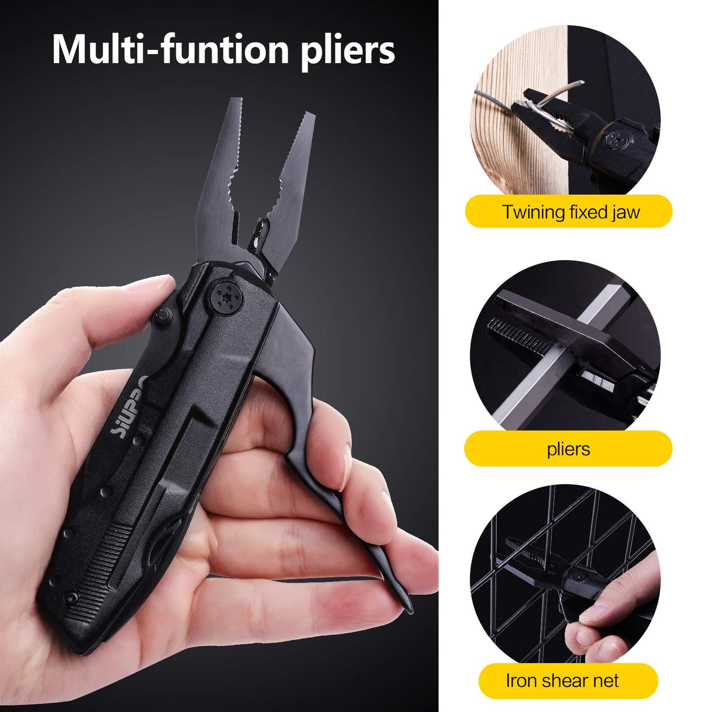 Multitool Pocket Knife for Men, Tactical Folding Multi Tool, Multipurpose Utility Plier Set, Camping, Survival, Hiking Gear, Screwdriver Kit, Mens Gifts Idea