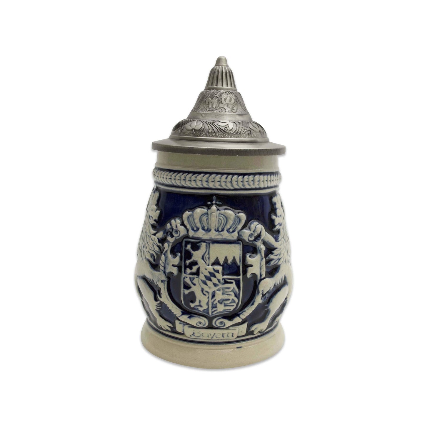 Essence of Europe Gifts 0.65 Liter German Beer Stein with Lid - Engraved Hand Painted Bayern Coat Of Arms Beer Steins Mug - Oktoberfest Ceramic Tankard Beer Mug