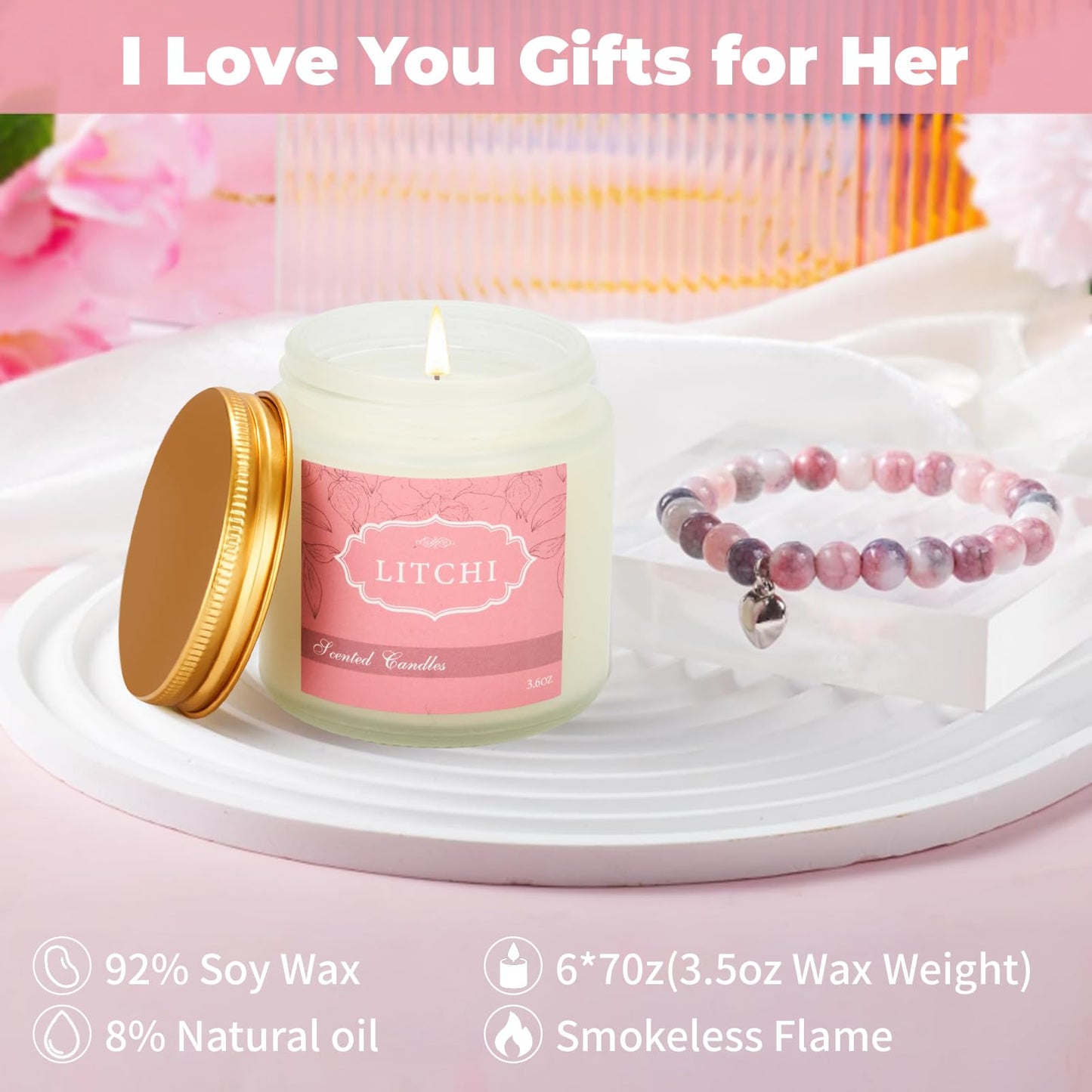 6 Pack Candles for Home Scented,Jar Candles,Lavender Candle,Aromatherapy Candle Gifts Set for Women,Long Lasting Scented Candles Gift for Birthday Mother's Thanksgiving Day Present