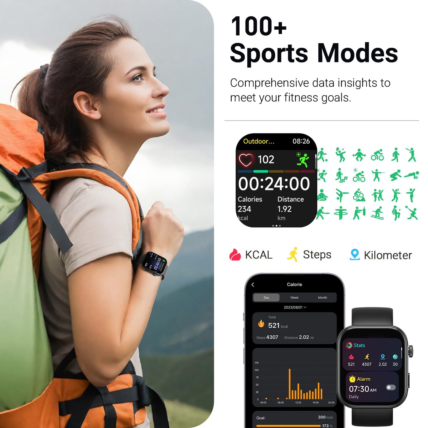 TOZO AMOLED S6 Smart Watch 1.85" Ultra-Clear Screen Dynamic Faces Bluetooth Call,100+ Sports Modes Fitness Activity Tracker with Sleep Monitor IP68 Waterproof Black