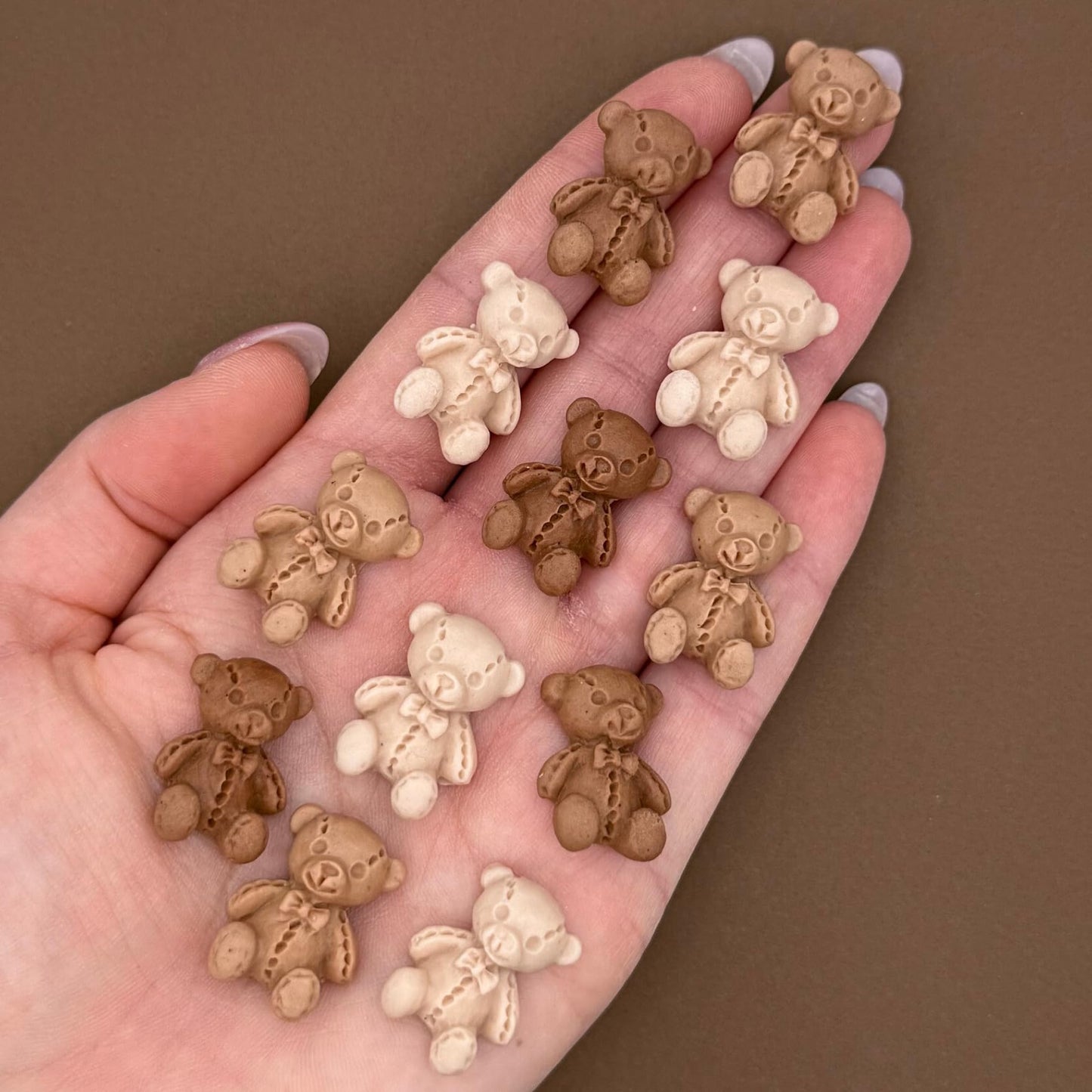 12 Dye Free Teddy Bear Edible Sugar Decorations, Vegan, Gluten-Free, Edible Cake Toppers for Cupcakes, Cookies & Desserts, by Simply Sucré (12 Teddy Bears)