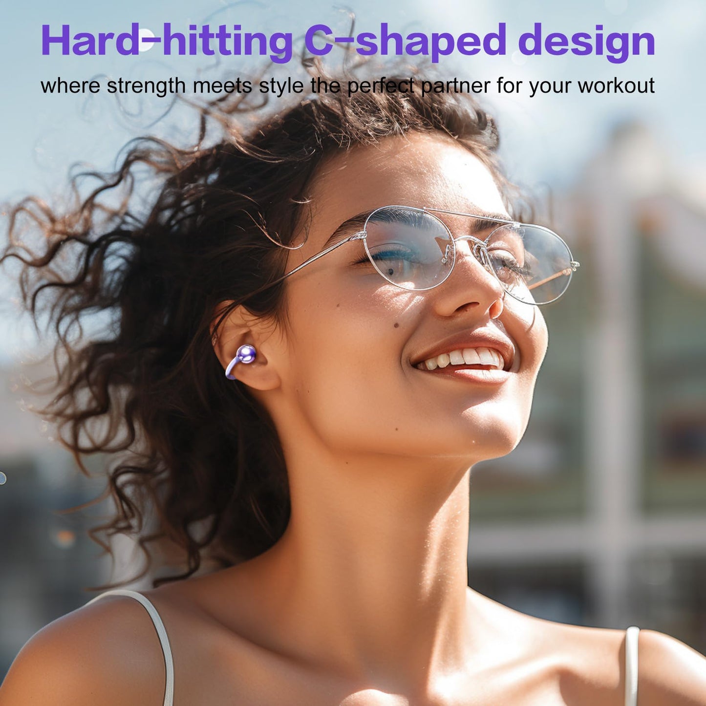 ZIHNIC S26 S26 Wireless Clip on Earbuds, Open Ear Wireless Bluetooth 5.4 Headphones with Mic, IPX5 Waterproof, 35Hr Play time, Light Weight -Purple