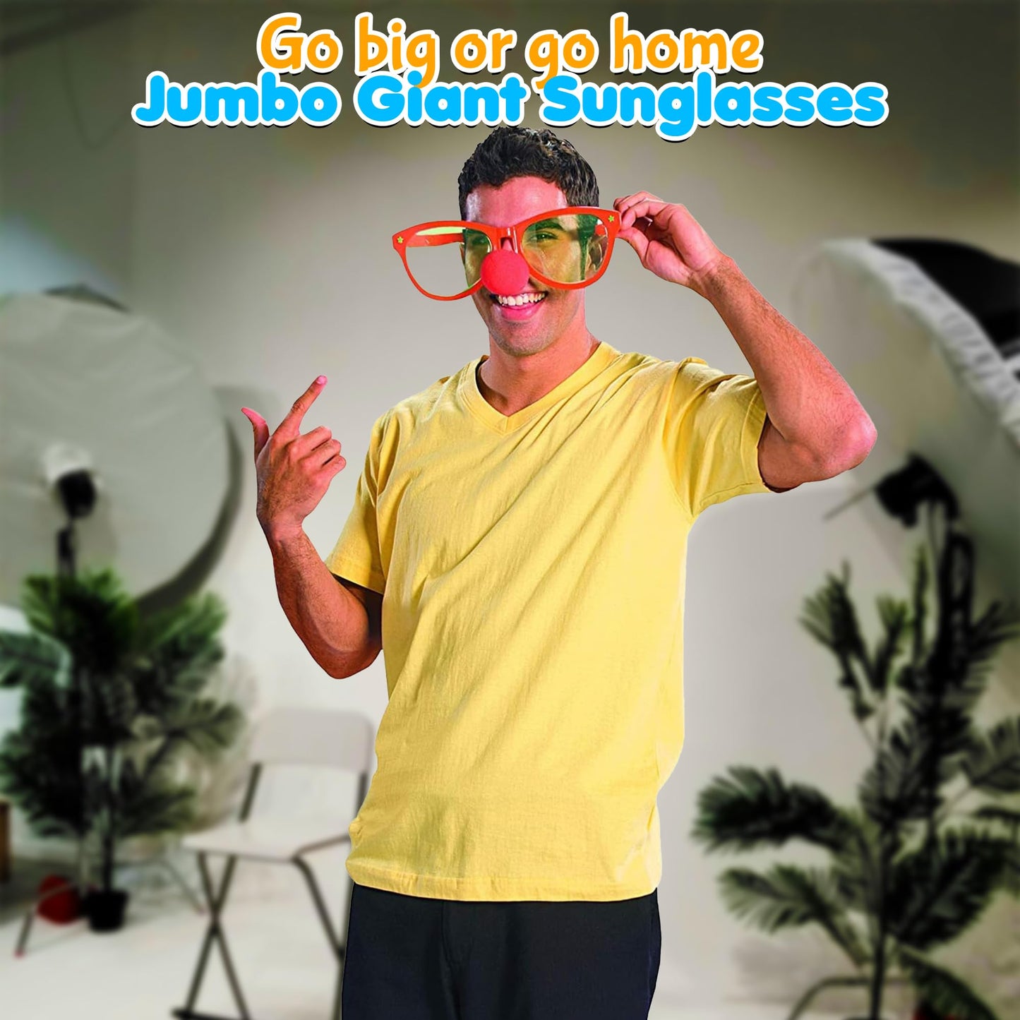Fun Express Jumbo Giant Sunglasses - Set of 12 Wacky Oversized Pairs - Novelty Clown Glasses and Photo Booth Party Props
