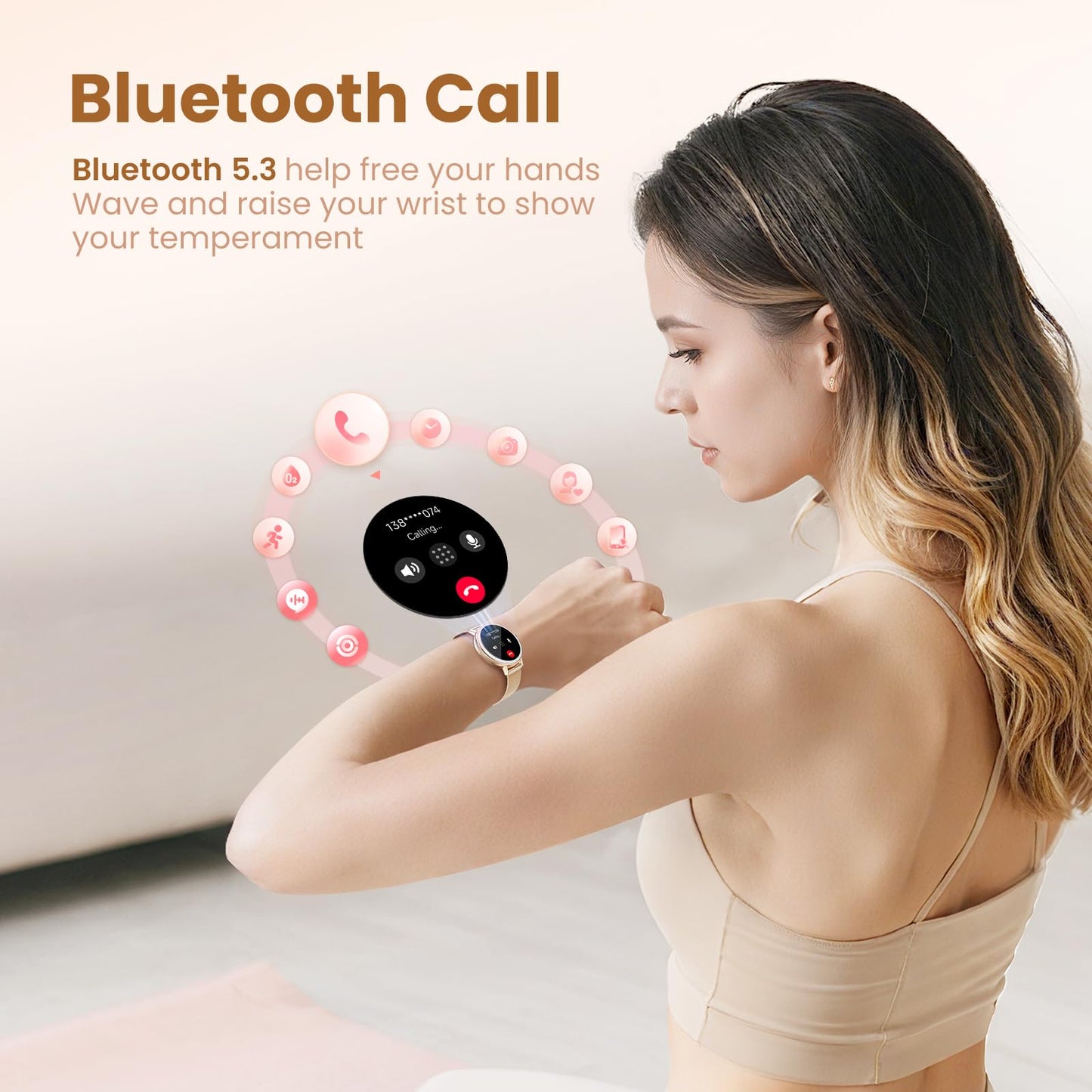 KEEPONFIT Smart Watches for Women Android/iPhone, IP68 Waterproof Fitness Tracker with Bluetooth Calls(Answer&Make), Activity Pedometer/Heart Rate/SpO2 Monitor/100+ Sports Model