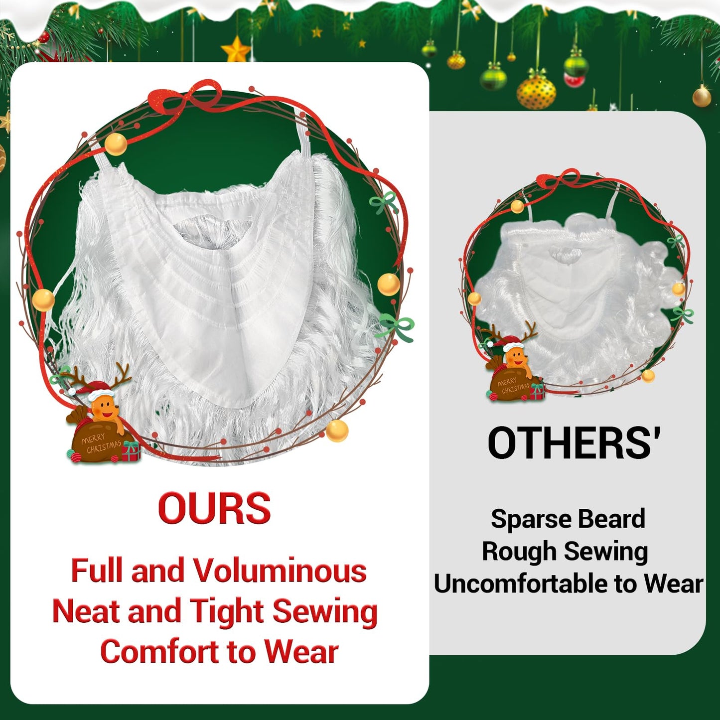 ROSAUI Santa Hats Beard and Wig Christmas Decorations Premium Adult Santa Claus Costume Set for Festive Celebrations | Complete Look for Merry Christmas