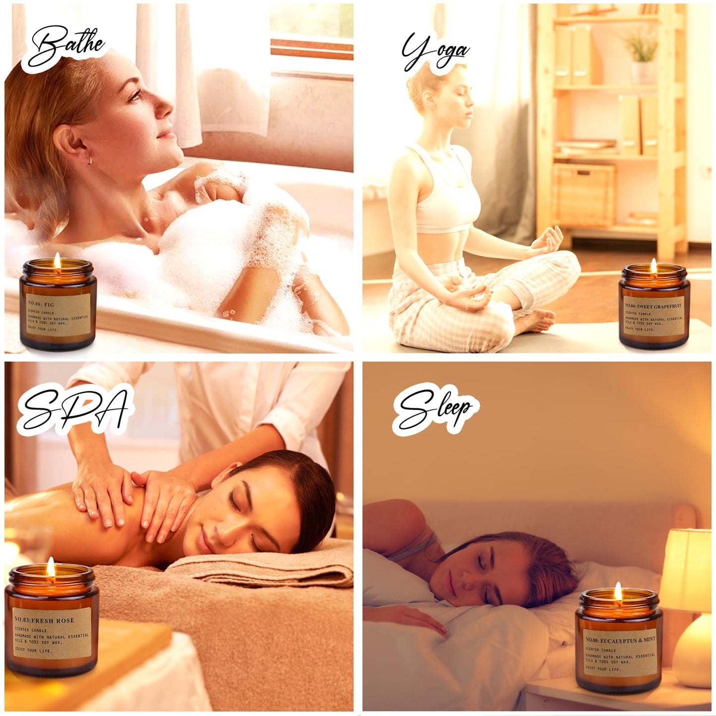 Candles for Home Scented,8 Pack Aromatherapy Jar Candle Gifts for Women, Natural Soy Wax Amber Candle Set, Scented Candles Set for Birthday Valentine Mother's Christmas Day Present
