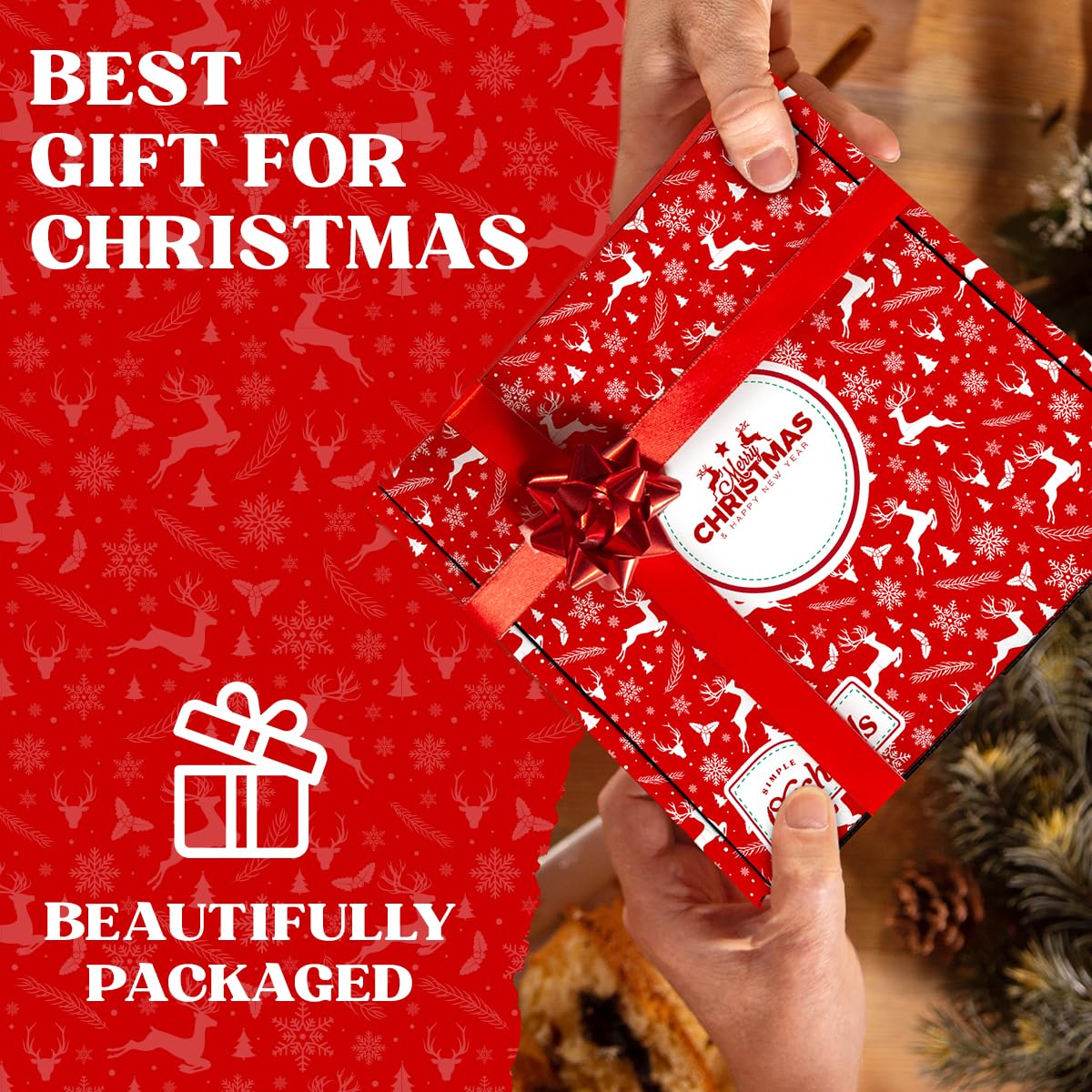 Christmas Nuts Gift Basket for Holiday Season, Premium Mixed Nut Assortment Gift Gourmet Snack Food Present Box, Vegan, Organic and Kosher - Christmas Gift Basket for Family (7 Sectional)