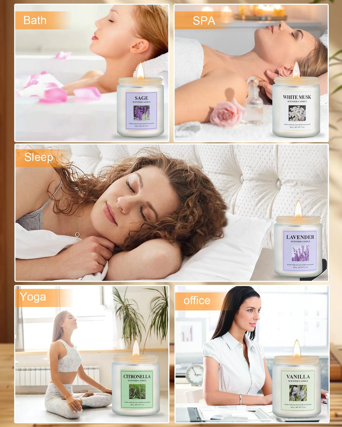 GITRANG 4 Pack Vanilla Candle Set, 30 oz 200 Hour Home Aromatherapy Jar Candles, Long Lasting Aromatherapy Candles for Bedrooms Yoga Rooms Lounges Gardens Patios Balconies and Camping