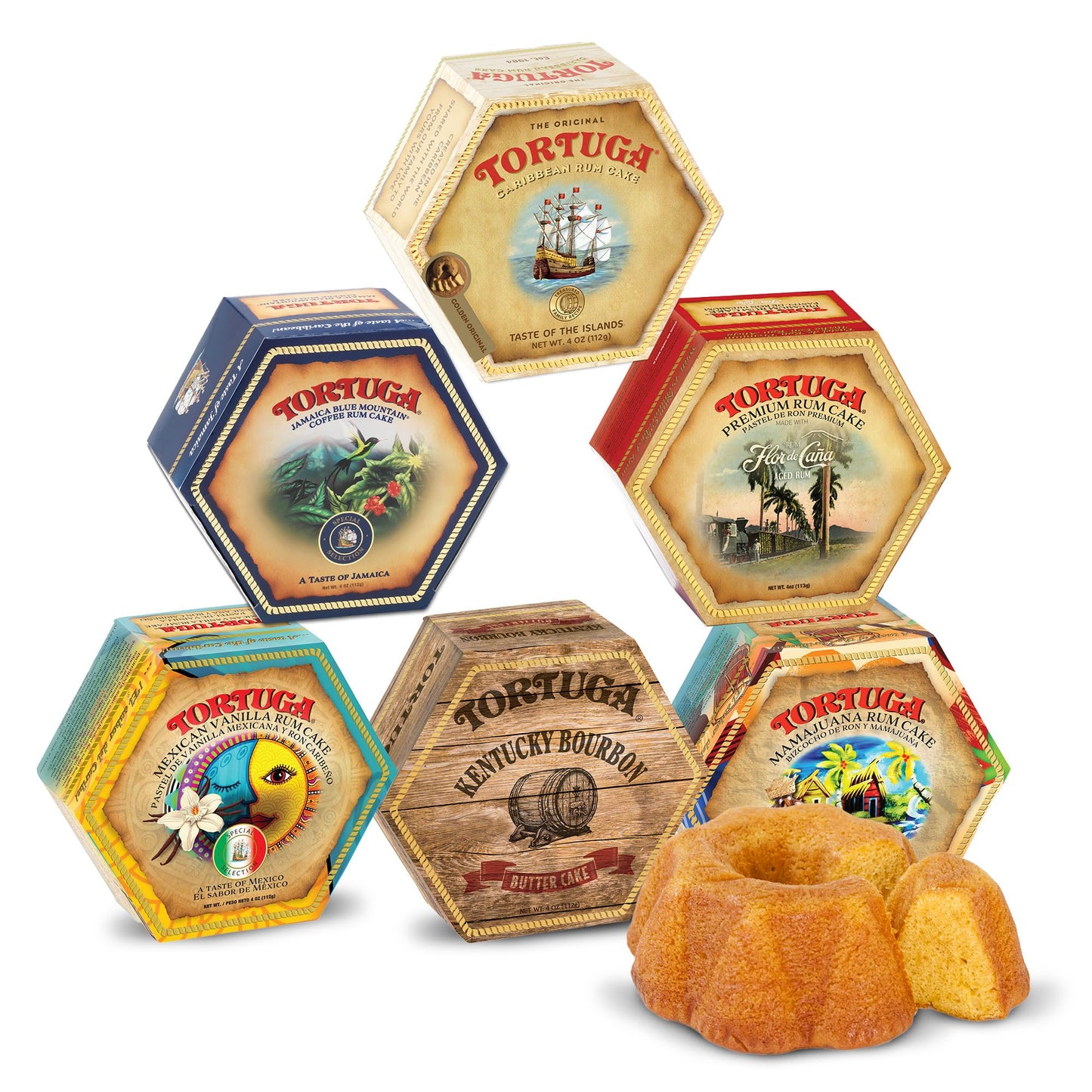 TORTUGA Provenance Rum Cake Variety Pack – 4 oz. - 6 Pack - The Perfect Premium Gourmet Gift for Stocking Stuffers, Gift Baskets, and Christmas Gifts - Great Mini Cakes for Delivery