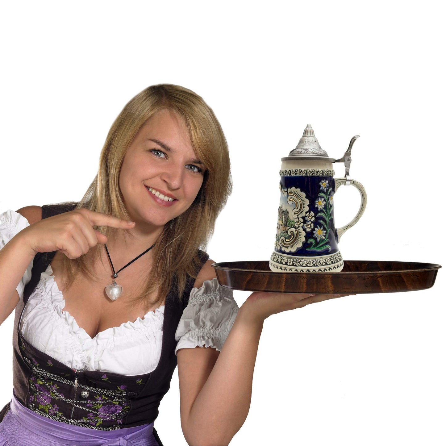 Essence of Europe Gifts 0.6 Liter German Beer Stein with Lid - Engraved Hand Painted Medieval Castle Beer Steins Mug - Oktoberfest Ceramic Tankard Beer Mug