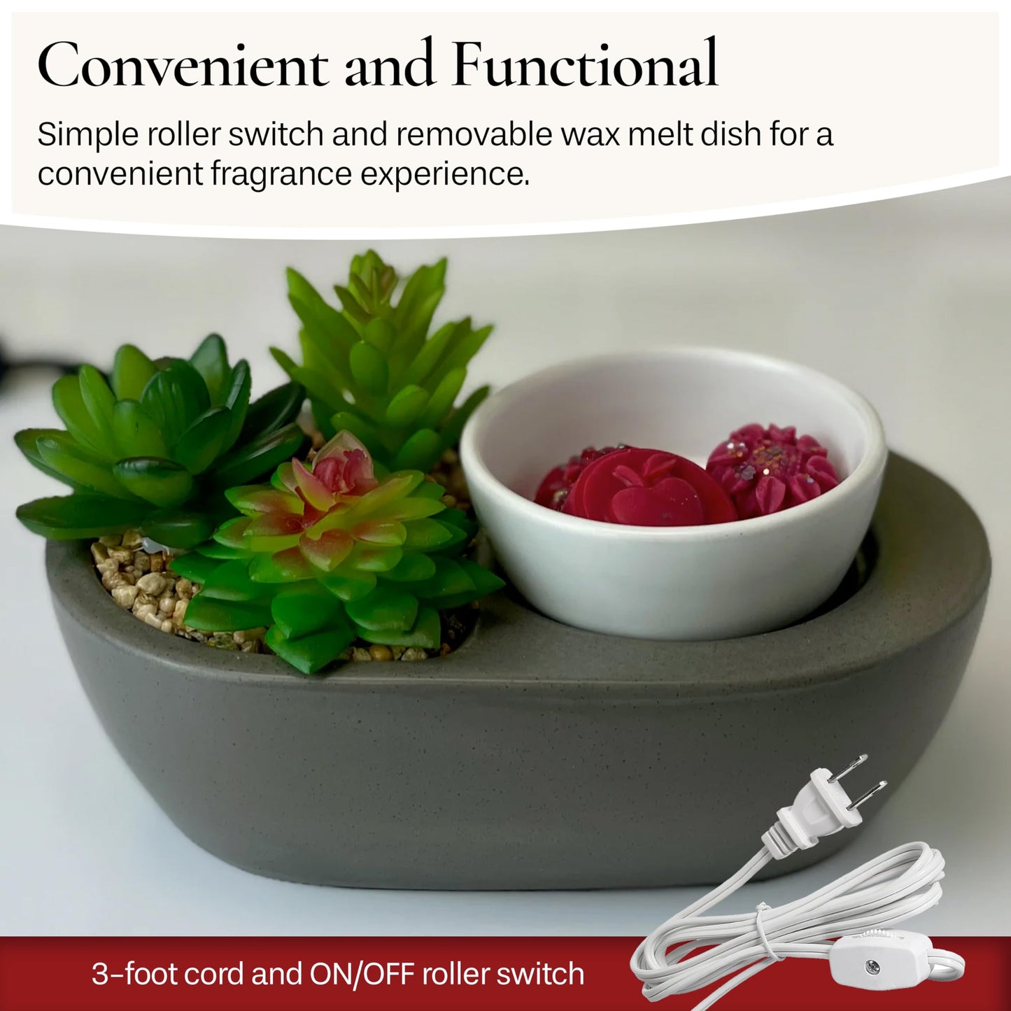 Candle Warmers Etc. Fragrance Warmer (Succulent) Warm Scented Wax Melts, Cubes and Tarts