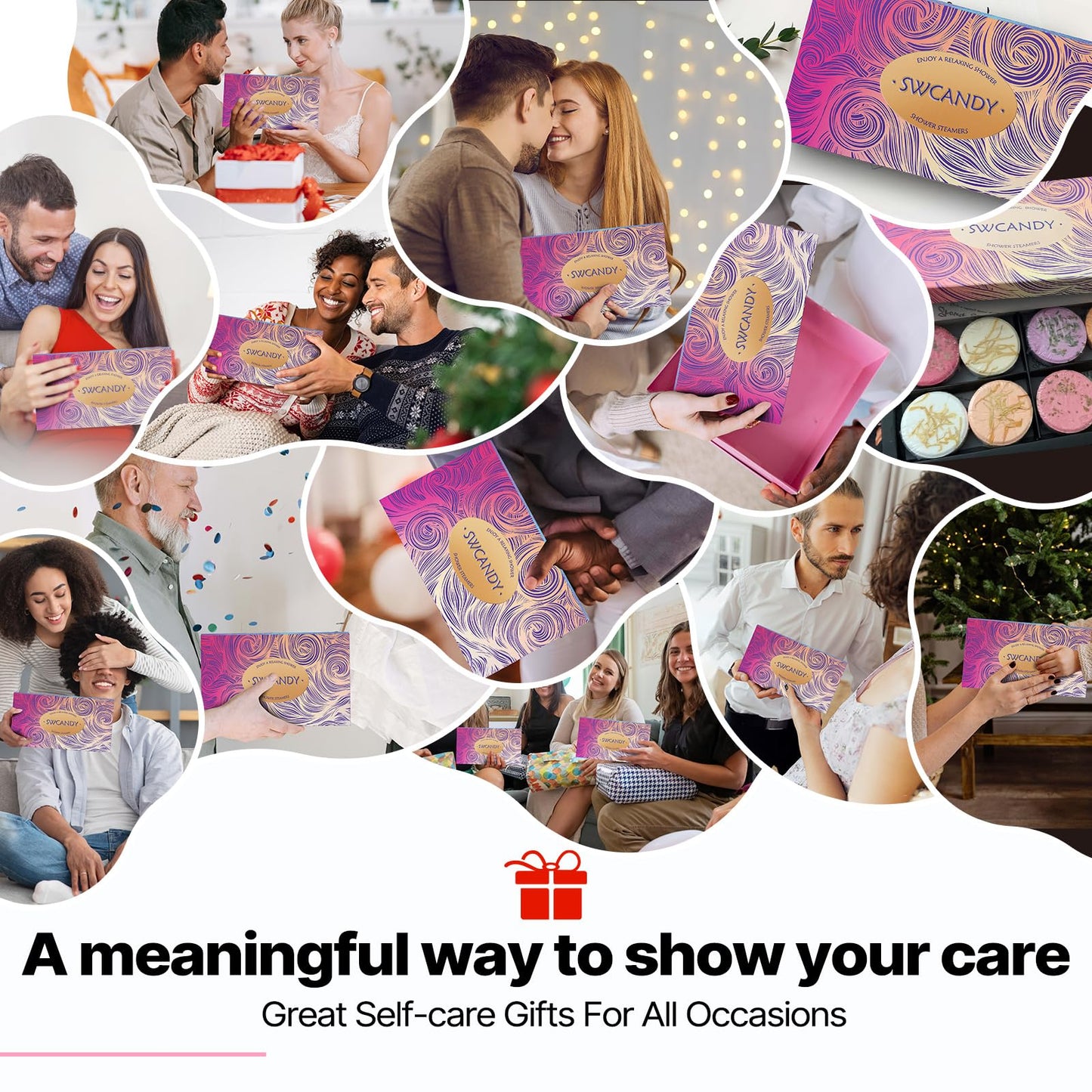 Shower Steamers Aromatherapy SWCANDY 8 Pack Gifts for Women Stocking Stuffers for Adults, Her, Mom, Men Natural Essential Oils Home Spa Self Care Stress Relief Relaxation Bath Bombs Christmas Flower