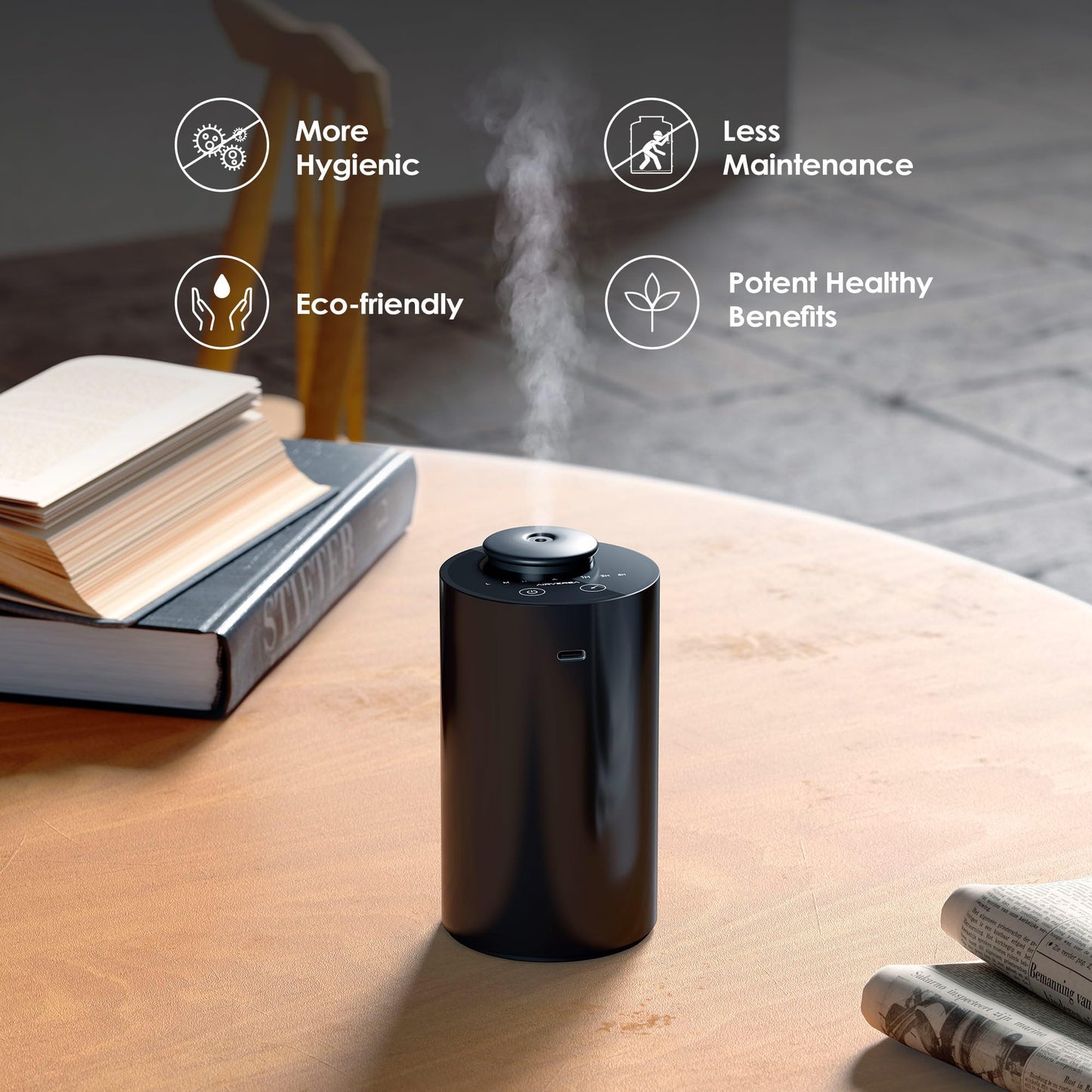 Waterless Essential Oil Diffuser Starter Kit with 30mL Hotel Scent Fragrance Oil Inspired by Ritz Carlton, Battery Operated Mini Scent Air Machine Portable Diffuser for Home Car Office, Black AN6