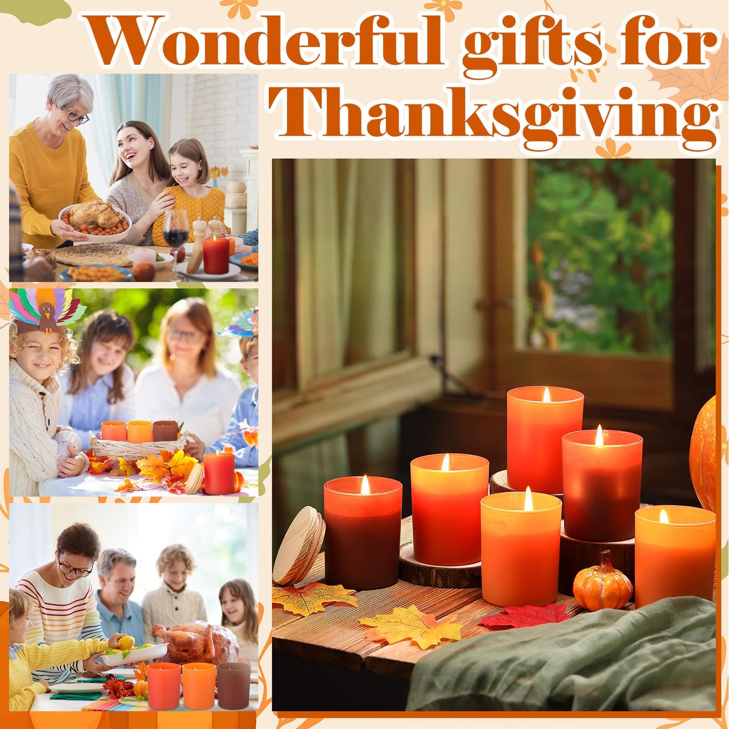 Yuntau 6 Pack Fall Scented Jar Candles for Home Kitchen Scented Natural Soy Wax, Fall Candle Gifts Set for Women Men Fragrance of Autumn Pumpkin Wreath Apple