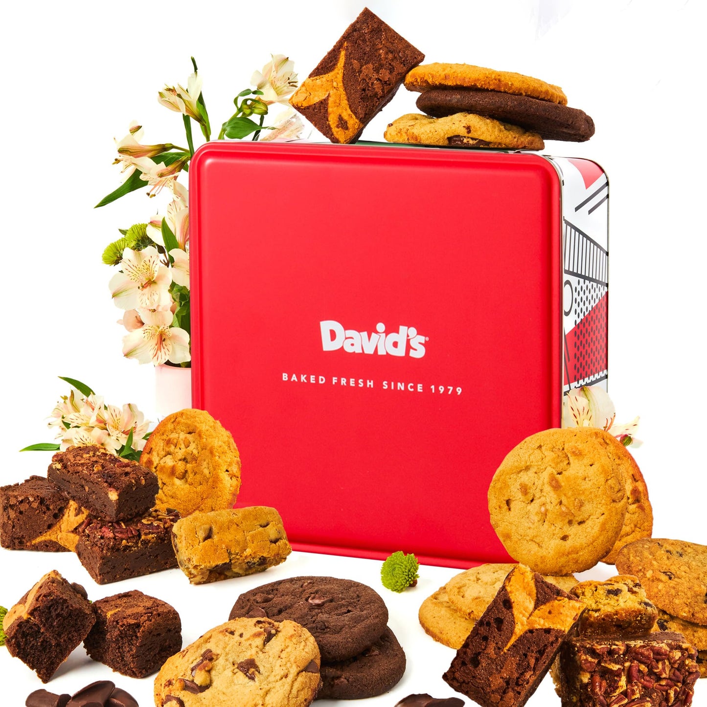 David’s Cookies Gourmet Assorted Cookies and Brownies Gift Basket - 12 x 1.5oz fresh baked cookies and 10 x 2oz individually wrapped brownies - Great for Sharing, Ideal Gift for All Special Occasions