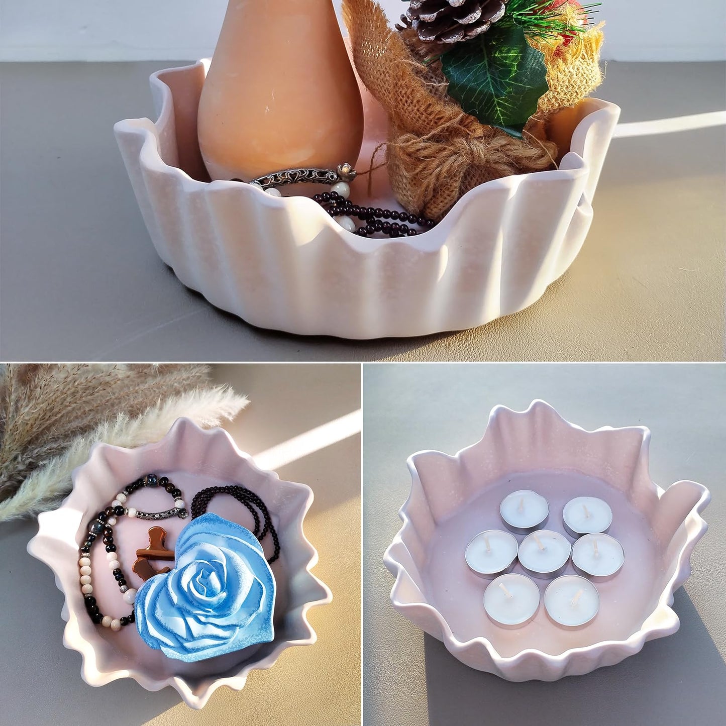 Wehous Large Irregular Bowl Silicone Mold, Unique Storage Epoxy Resin Concrete Molds, Big Candle Holder Tray Container Jewelry Holder Succulent Pot Makeup Organizer Casting Mold Art Craft Ornament