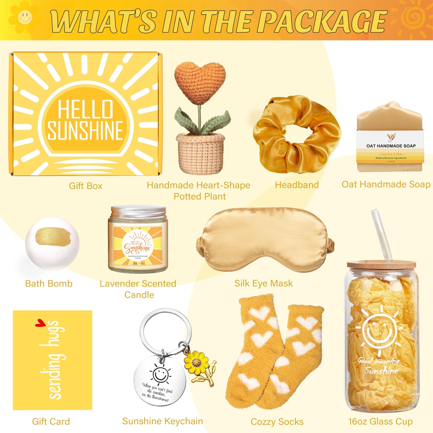 EIRNAY Gifts for Women, Unique Birthday Gifts for Women 11pcs Get Well Soon Sending Sunshine Gift Basket Cheer Up Box for Her, Best Friends,Mom,Sister, Wife Christmas Basket Gifts