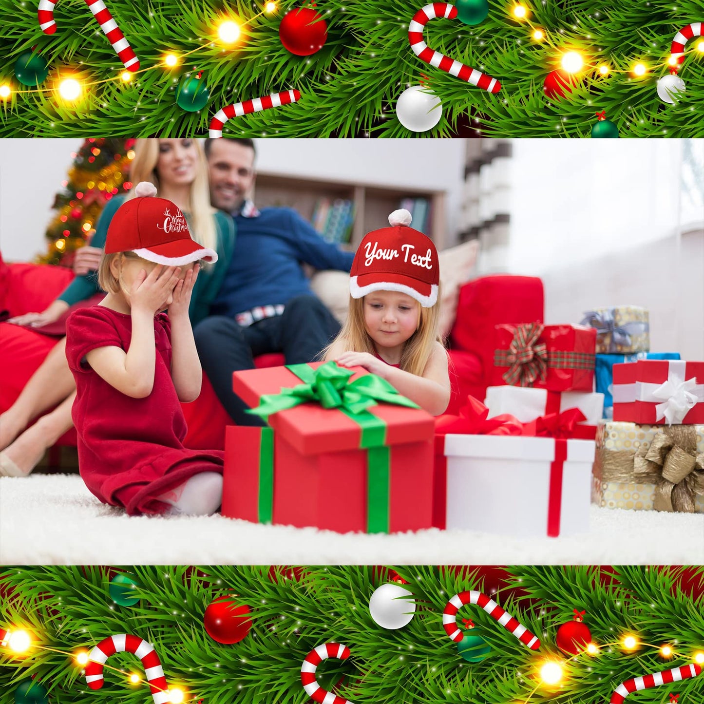 Giavuwn Santa Hat, Christmas Hat, Unisex Soft Santa Baseball Cap with Pom and Fur Brim Santa Hat Adult for Women Mens Holiday Party