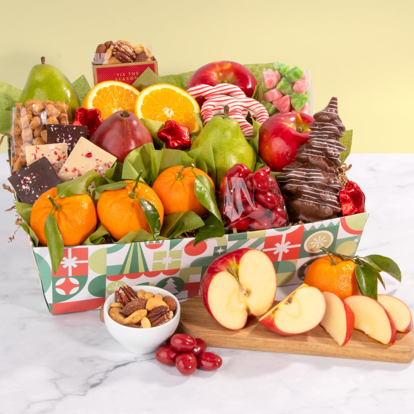 Holiday Chocolate, Nuts & Fresh Fruit Gift Basket