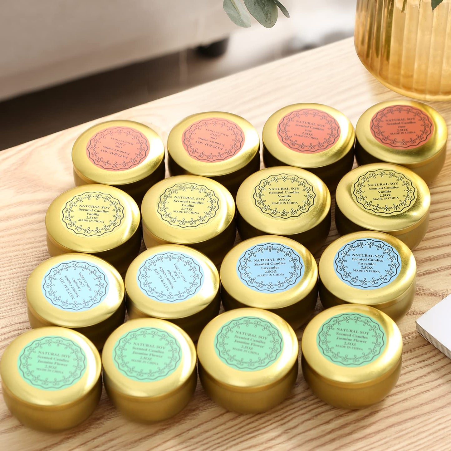 qinxiang Scented Candles Gifts Set,16 Pack Natural Soy Wax Travel Tin Jar Candles for 2.5 OZ Aromatherapy Candles for Family Gatherings, Festive Candles