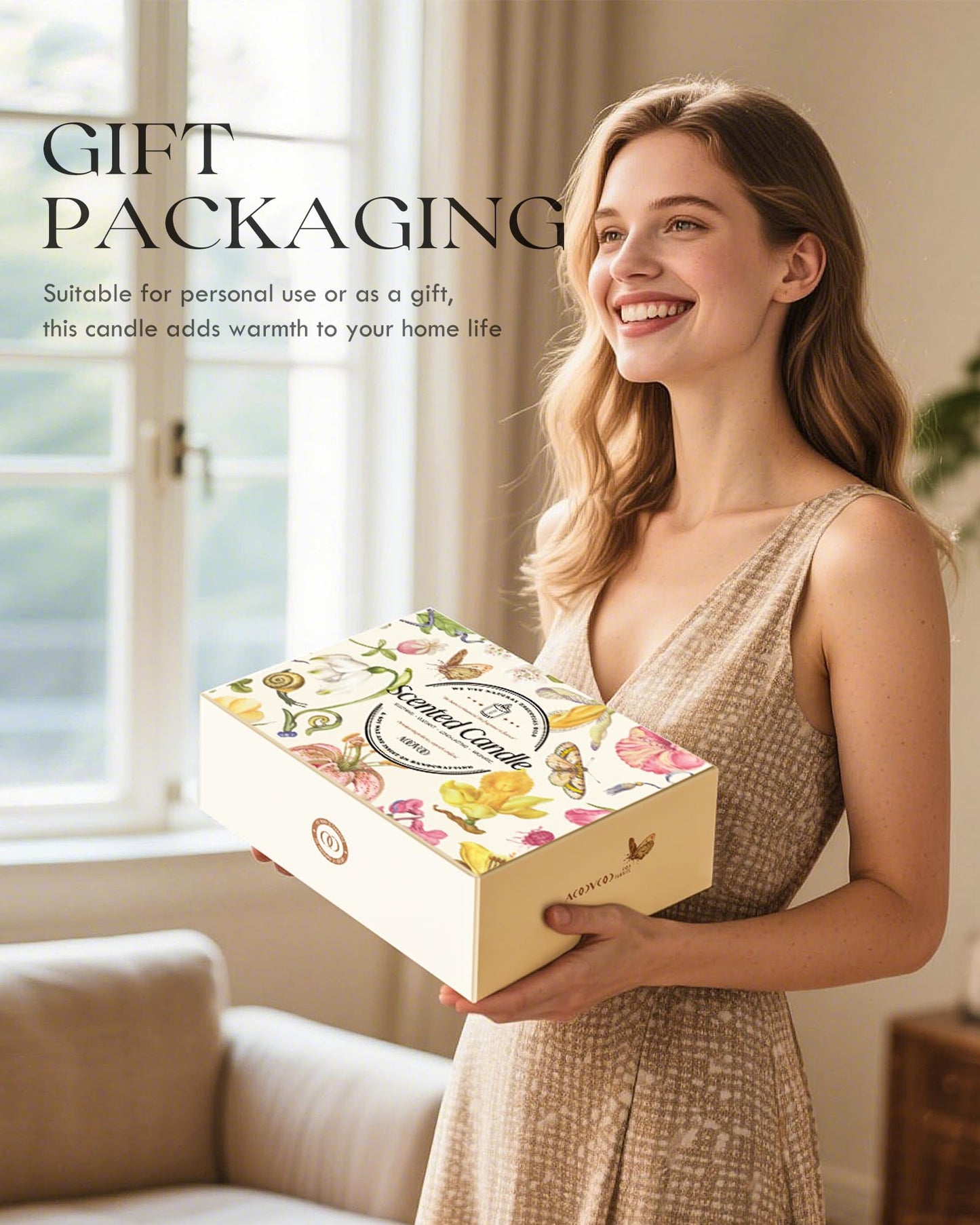 AOOVOO Scented Candles for Women - 6 Pack Colorful Jar Candle for Home Scented, 42oz Soy Candles, 300 Hours Burn Time, Aromatherapy Candles Gifts Set for Birthday