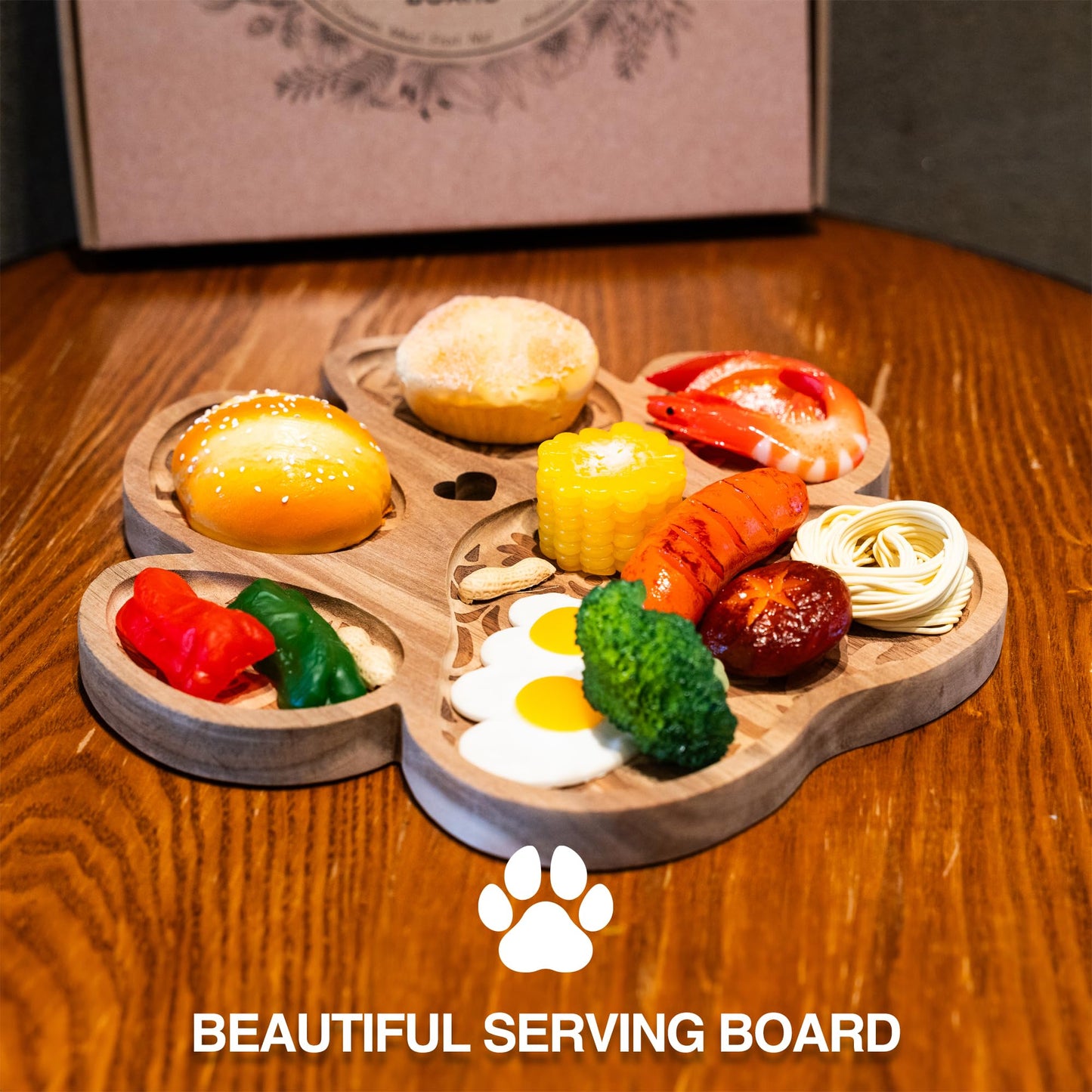 Paw Shaped Charcuterie Board, Acacia Wood Dog Cutting Board 11.8 x 11 Inch Paw Printing Serving Tray Chesse Boards Party Supplies for Christmas Housewarming Birthdays