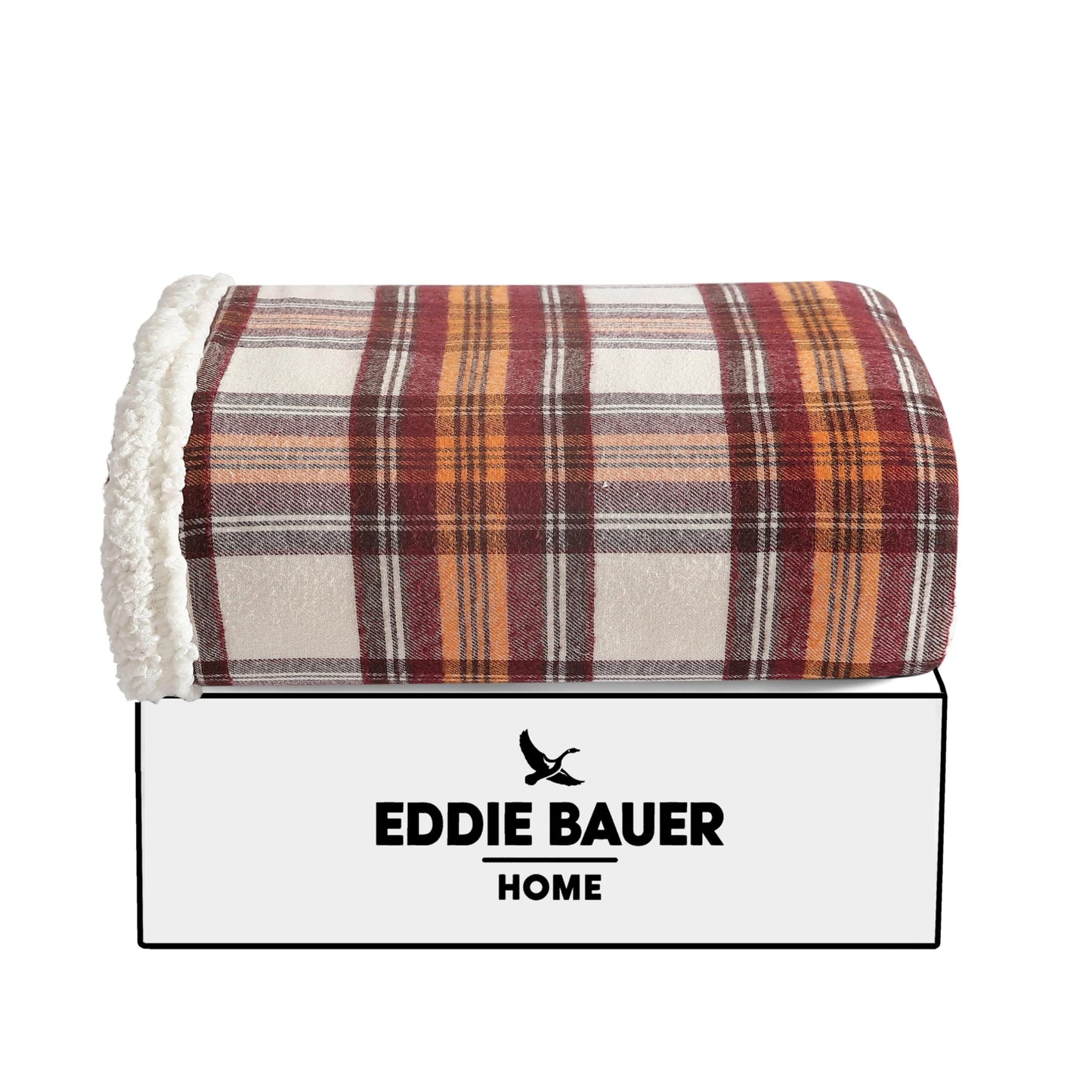 Eddie Bauer - Blanket, Soft Reversible Sherpa & Brushed Fleece Bedding, Perfect for Lounging, Dorm Essentials (Edgewood Plaid Red)