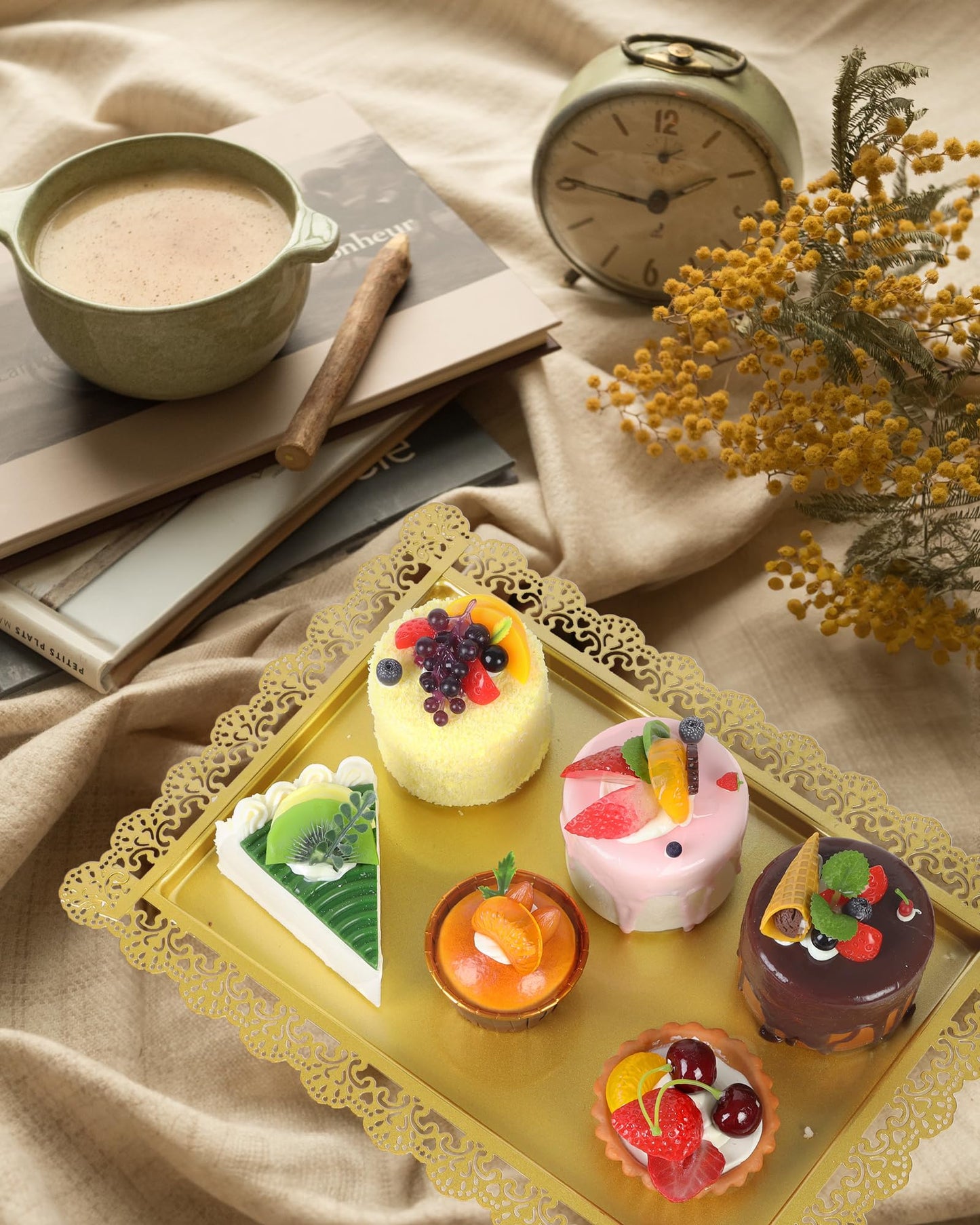 ZUMELER Gold 5Pcs Cake Stands Set Metal Round Cupcake Holder Cookies Dessert Display Plate Serving Tower Tray Platter with Handl for Baby Shower Wedding Birthday Party Celebration