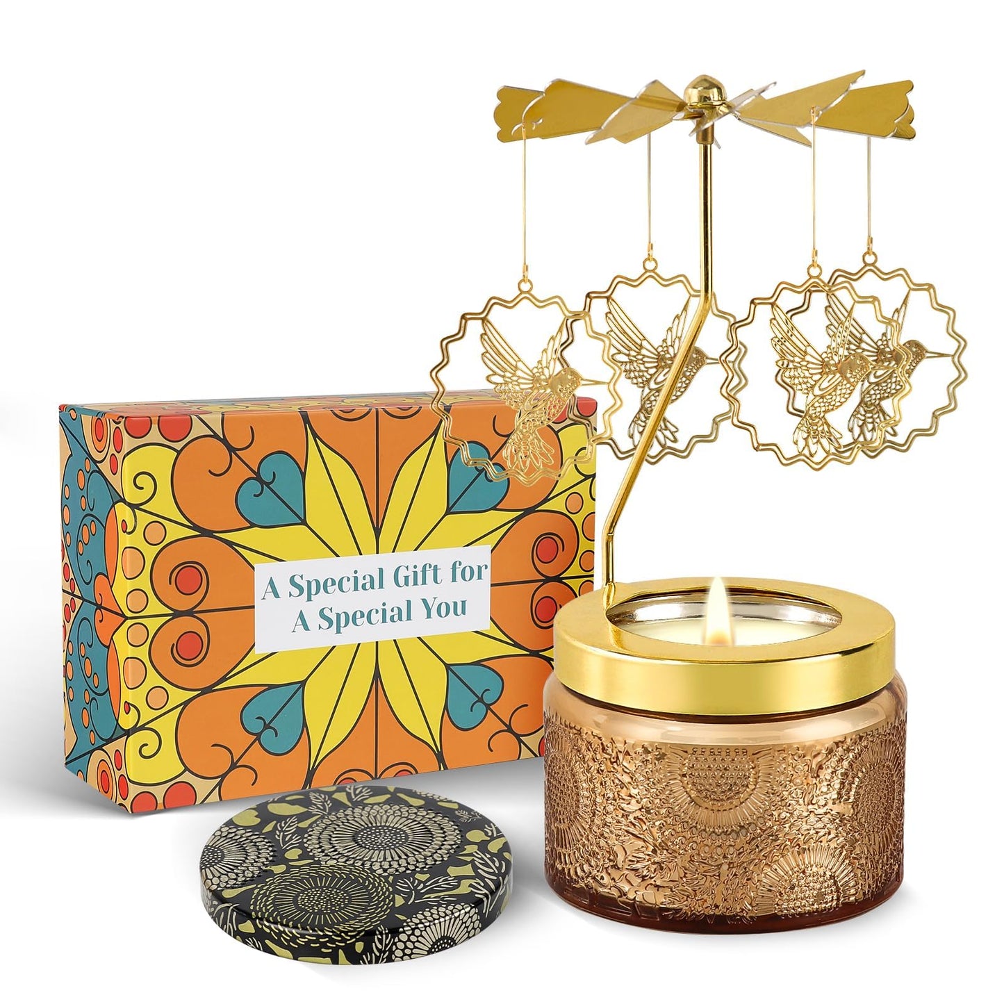 Birthday Gifts for Women, Mom, Wife, Girlfriend, Sister, Her, Female Friends, Gifts for Women Birthday Unique, Mothers Day Gift, Anniversary Rotating Candles Gift for Woman (Hummingbird)