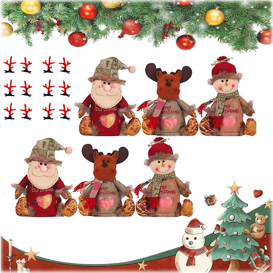 2025 New Christmas Gift Bags Zipper Design, Christmas Gift Doll Bags, Large Christma Gift Bags Bulk, Reusable Fabric Bags with Drawstring for Candy, For Candy, Apples (6PC)