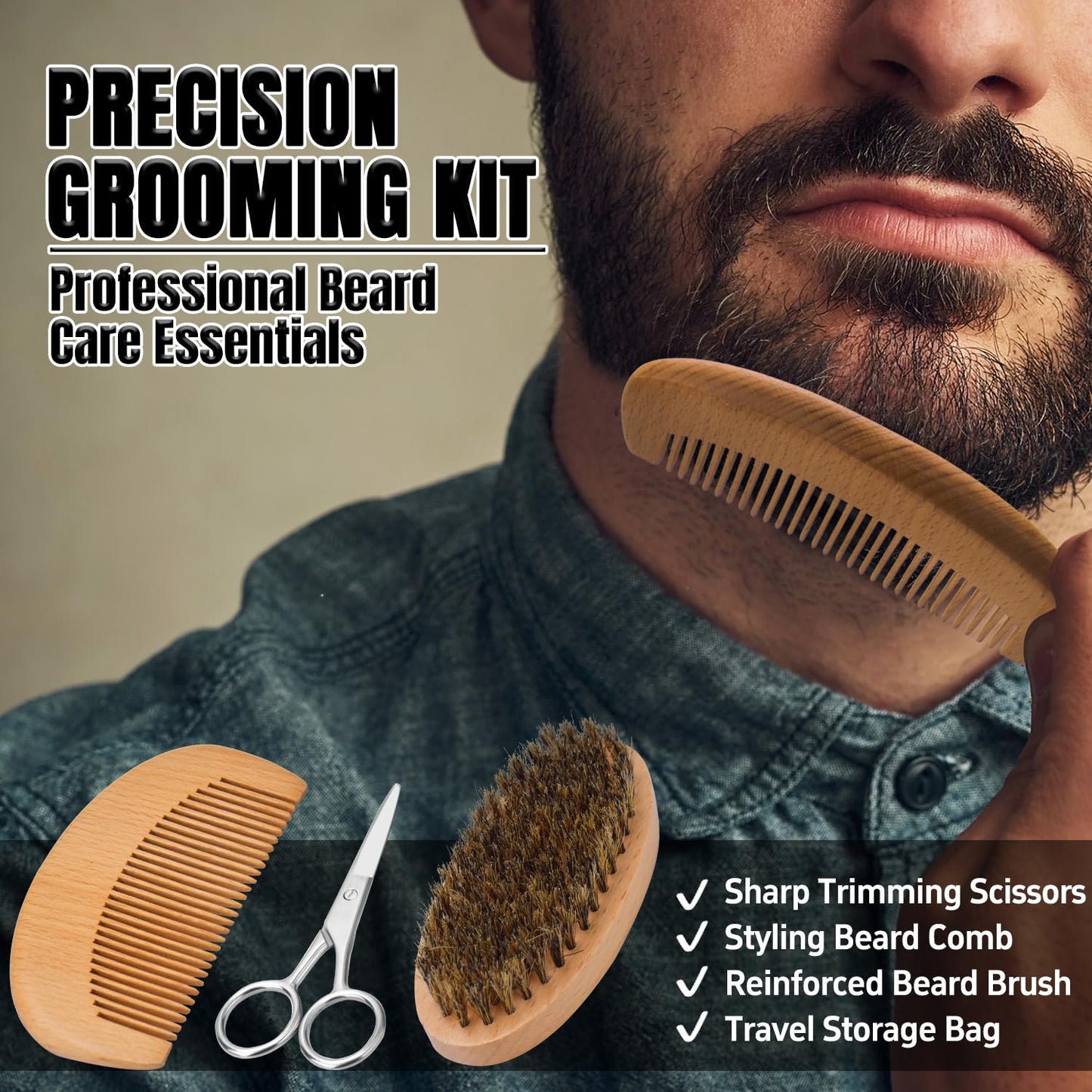 XIKEZAN Beard Kit for Men Grooming & Care w/Beard Conditioner, Wash, Oil, Balm, Brush, Comb,Birthday Fathers Valentines Gifts for Men Him Dad Husband Boyfriend Christmas Gifts Mens Stocking Stuffers