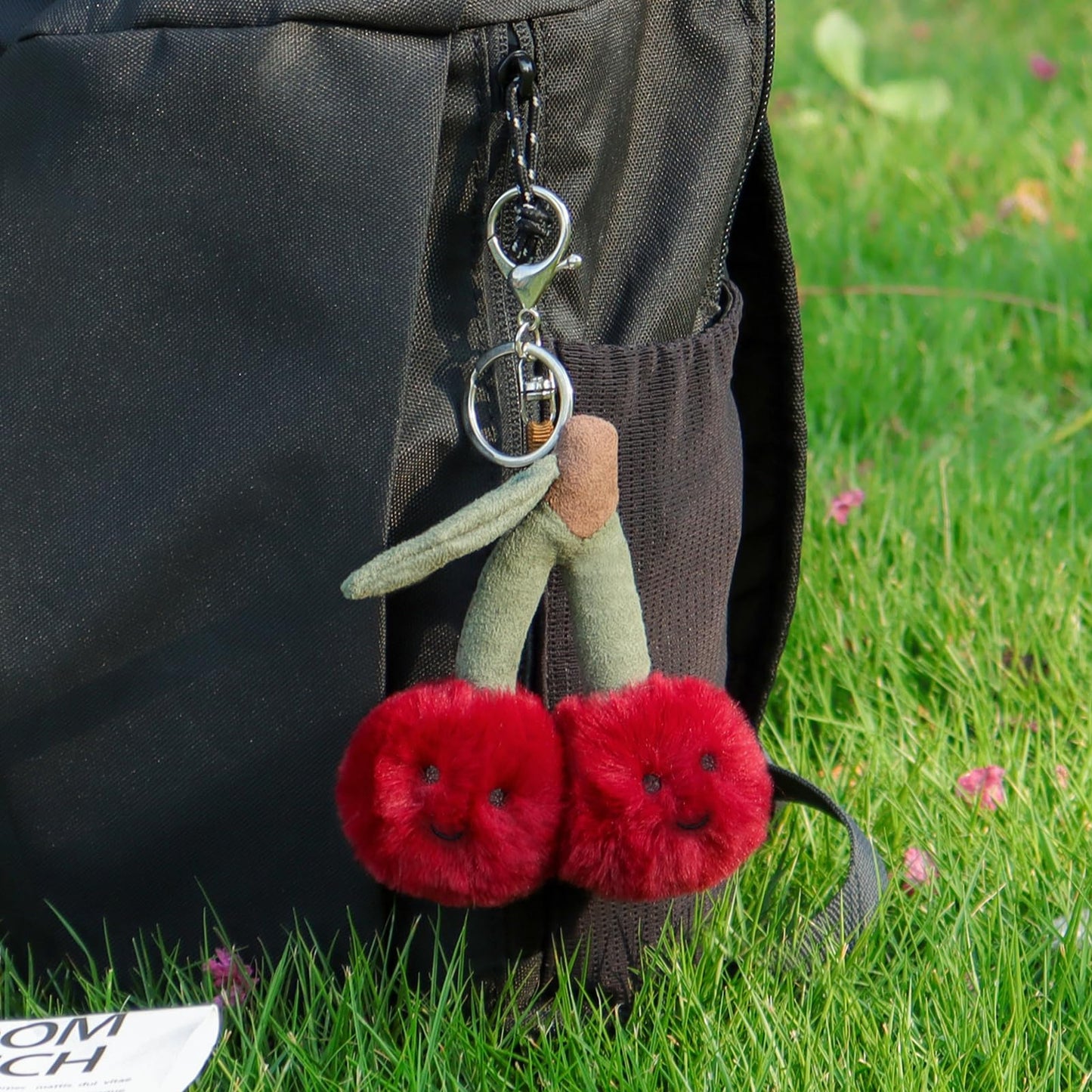 Apricot Lamb Cherry Cute Keychain, Soft Stuffed Plush Keychain Toys for Kids' Backpack Purse, Red