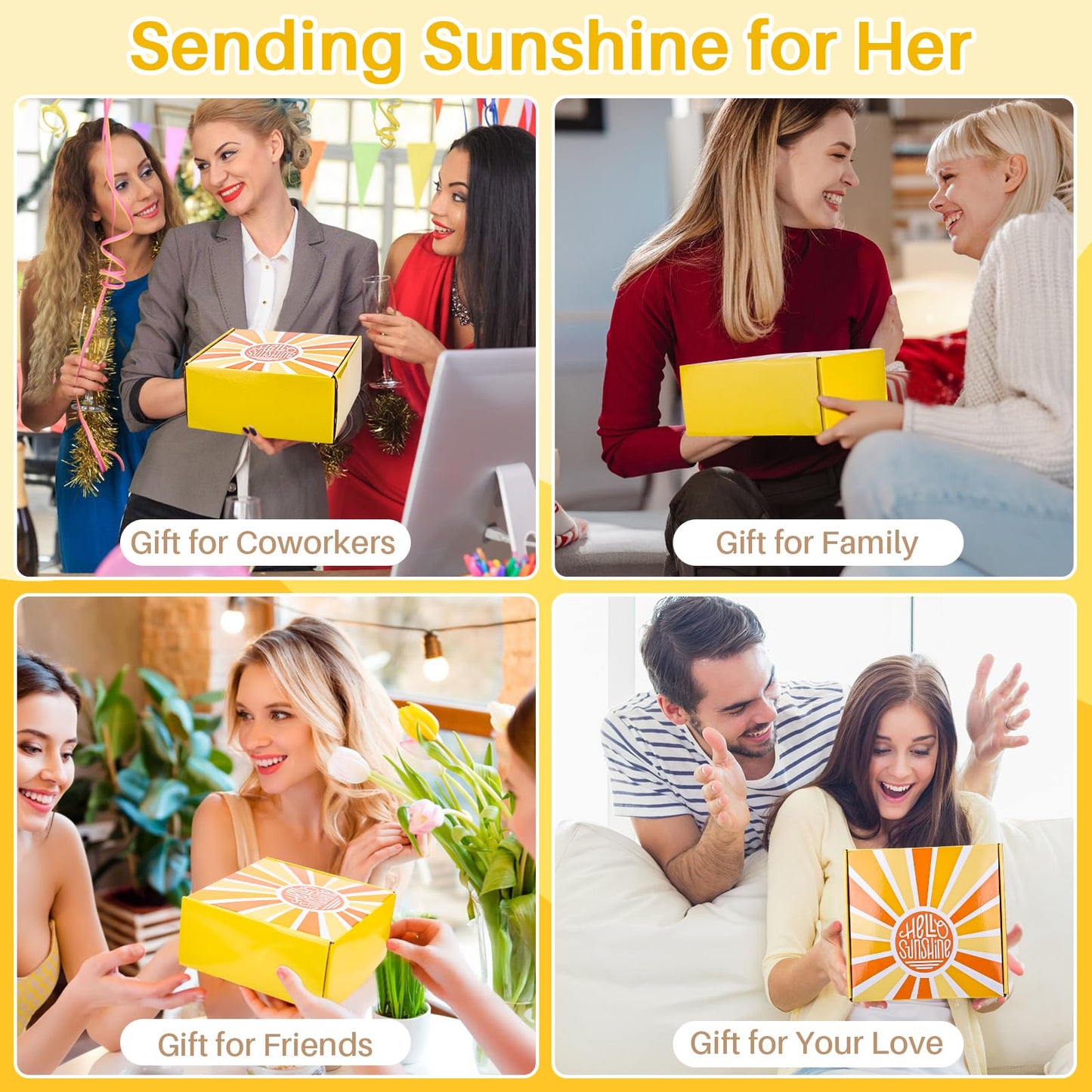 Gift Baskets for Women, Unique Birthday Gifts for Women,Get Well Soon Gift Basket,Care Package Sending Sunshine Box Thinking of You for Mom Wife Sister Best Friends Teen Girls