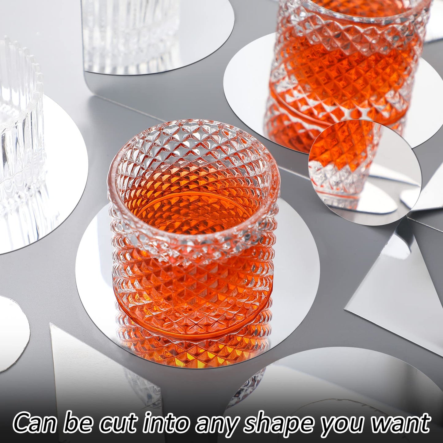 BBTO 10 Pieces Self Adhesive Mirror Stickers 12 x 12 Inch Flexible Cut to Size Mirror Sheets Wall Frameless Small Sheets for Home Living Room Wall Decor