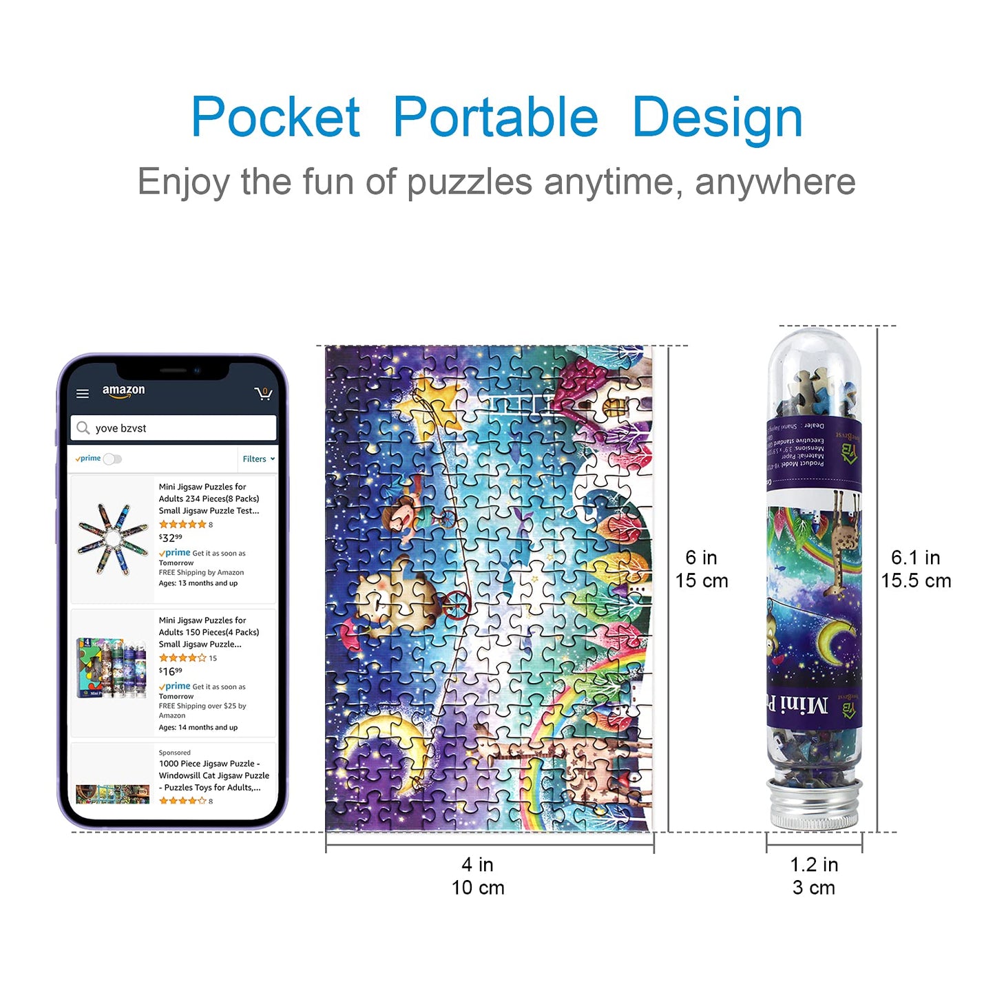 Mini Jigsaw Puzzles for Adults 150 Pieces(4 Packs) Small Jigsaw Puzzle Challenging Micro Puzzle Difficult Tiny Puzzle Home Decor Entertainment 6x4in (4 Pack-4)