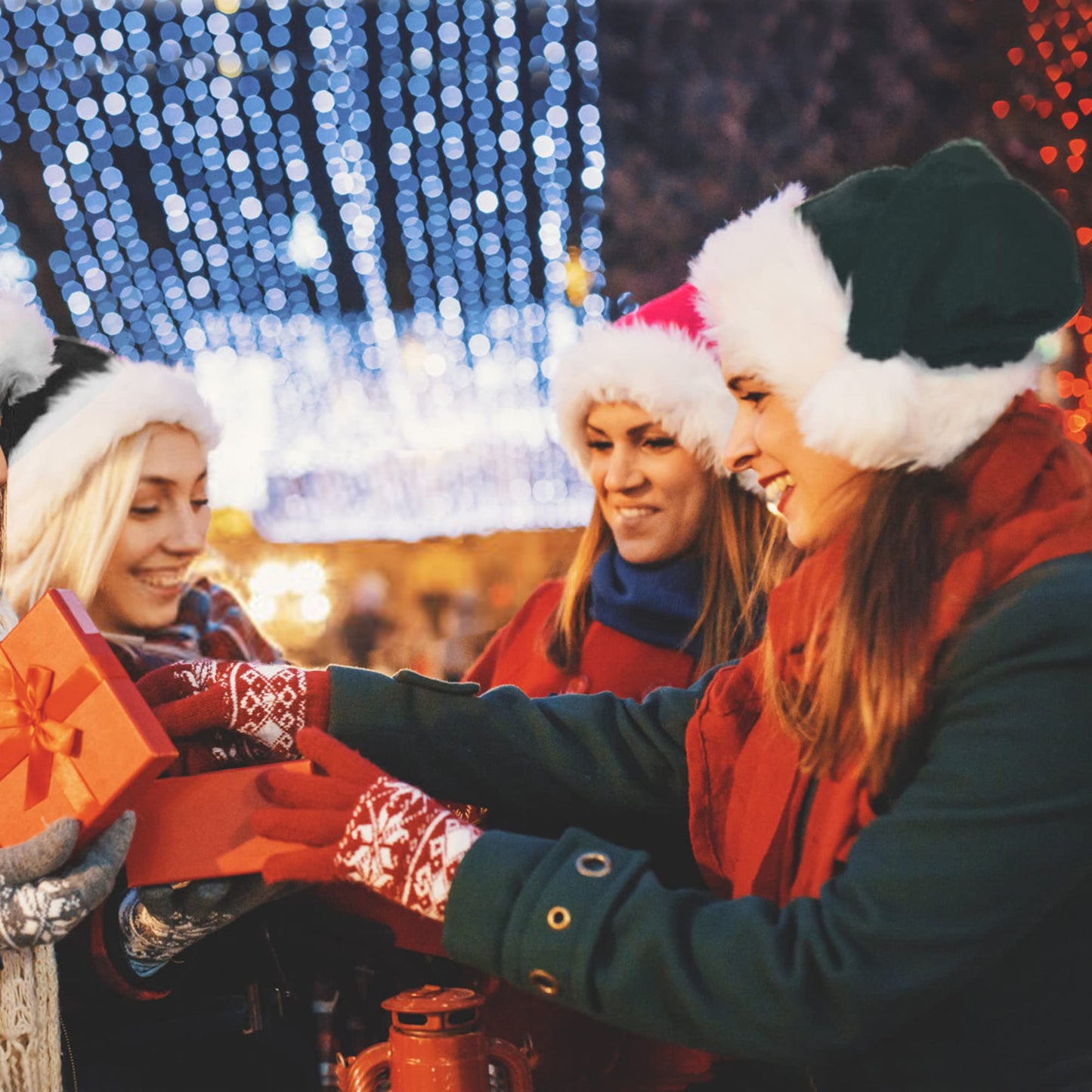 Tokforty Santa Hats, Green and White Santa Hats for Adults, Unisex Velvet Touch Comfort Christmas Hats for New Year Festive Party Christmas Supplies