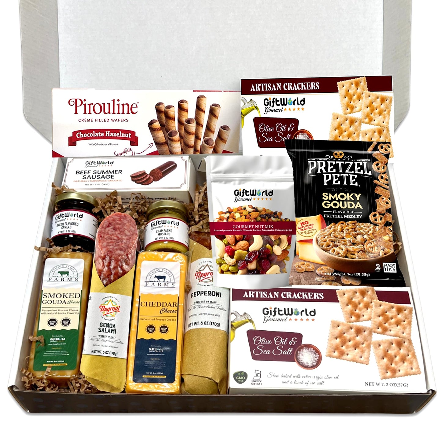 Deluxe Meat and Cheese Gift Basket – Gourmet Charcuterie Assortment & Snack Bundle