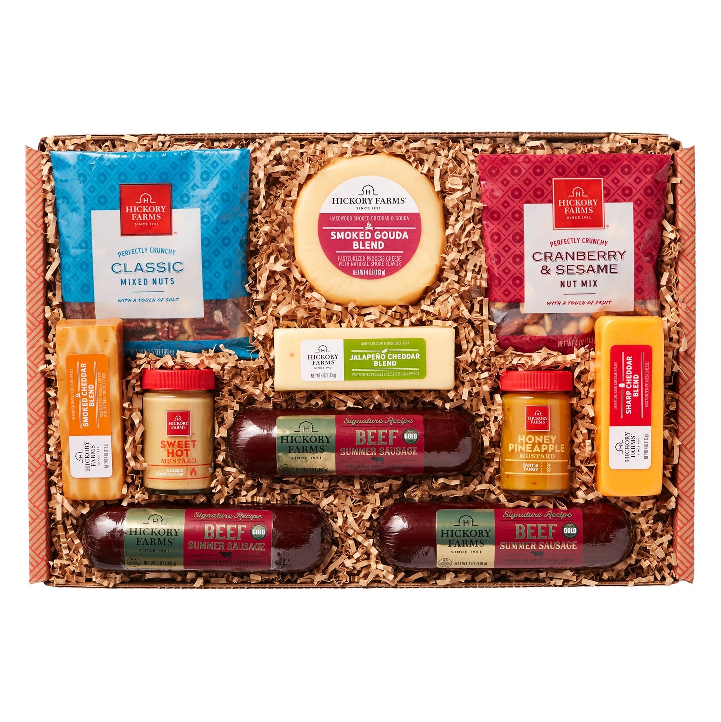 Hickory Farms Signature Beef Meat and Cheese Gift Basket (Large) - Box Set | Charcuterie Board Food | Summer Sausage | Father's Day | Mother's Day | Easter | Christmas | Holiday | Housewarming | Gourmet | Sympathy | Care Package