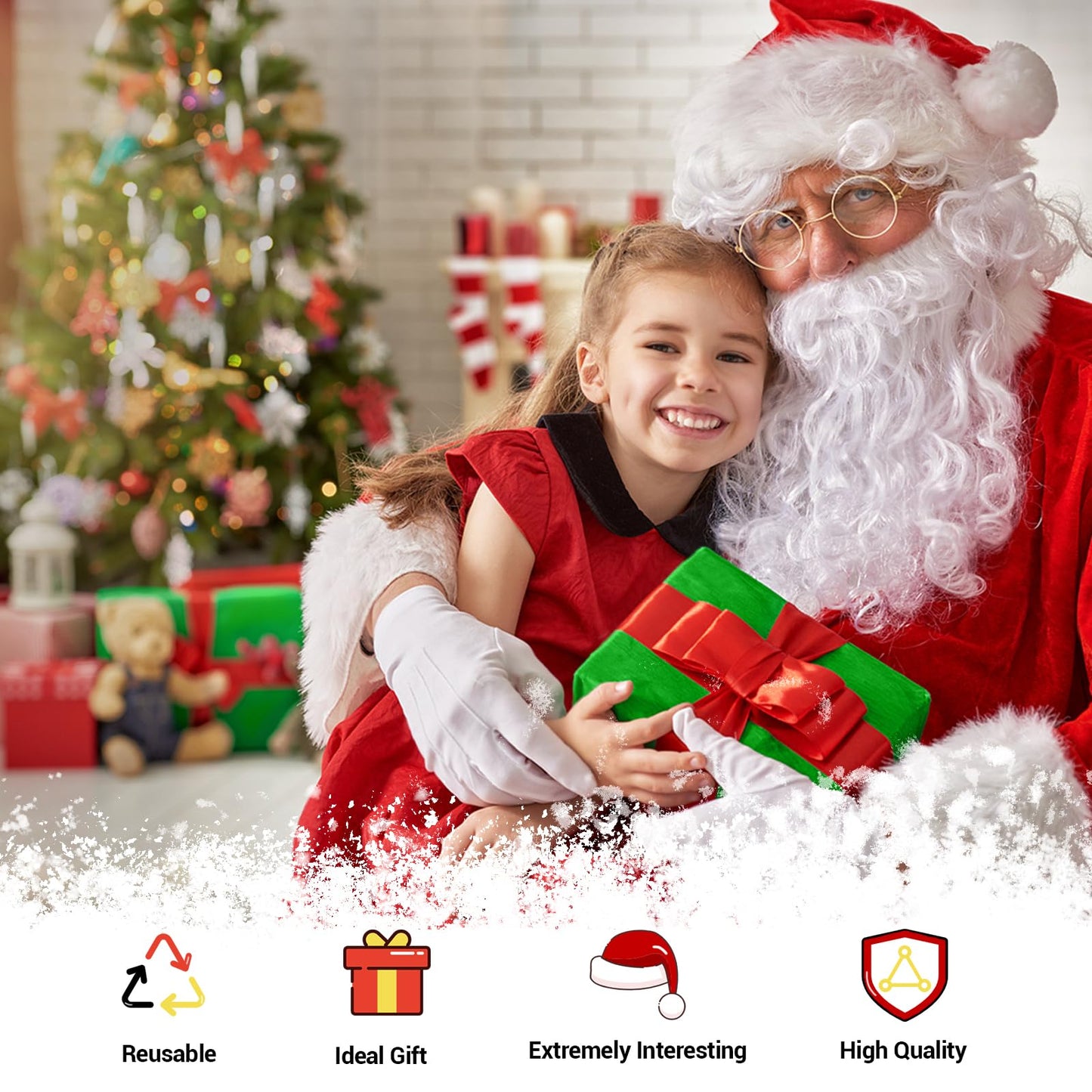 ROSAUI Santa Hats Beard and Wig Christmas Decorations Premium Adult Santa Claus Costume Set for Festive Celebrations | Complete Look for Merry Christmas