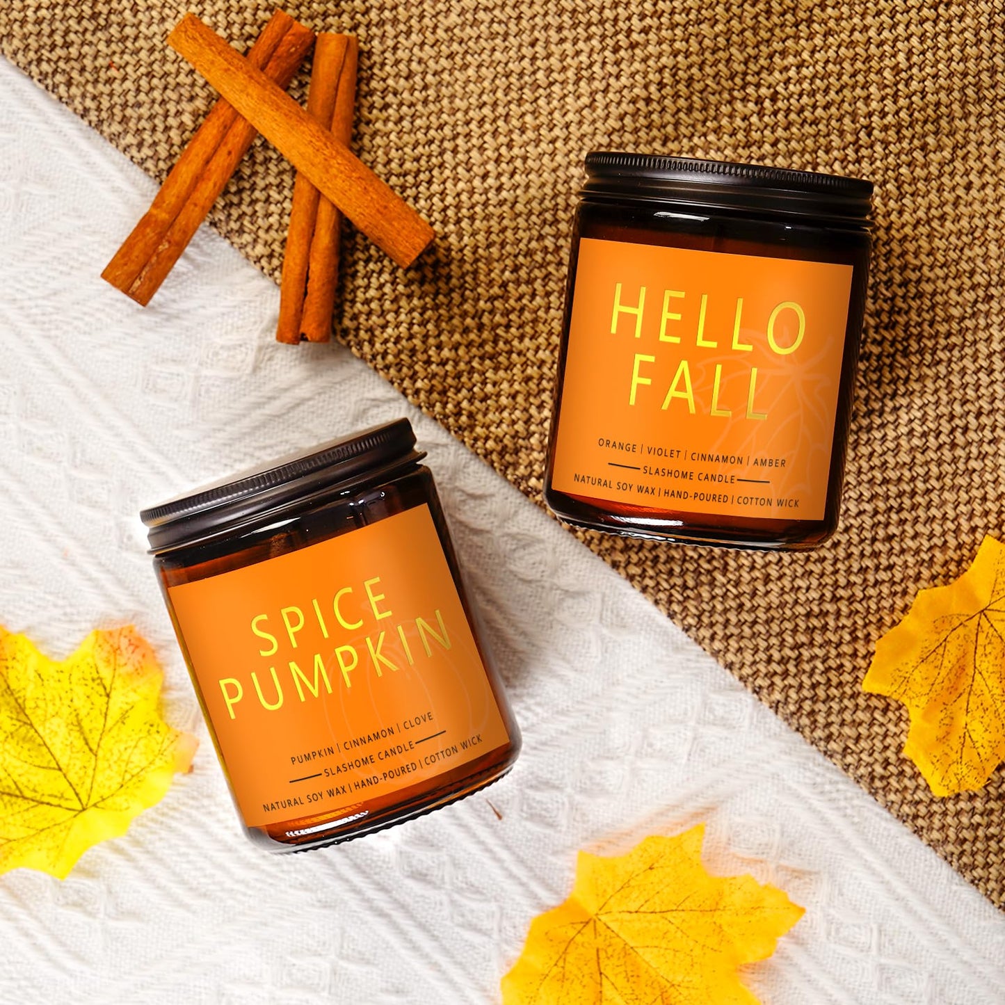 Fall Candles, Scented Soy Candles Set - 7Oz * 6 Pack, Holiday/Birthday/Christmas Gifts for Women & Men, Autumn Scents of Hello Fall/Spice Pumpkin/Apple Cider/Hot CocoaCinnamon & Cedar/Maple Latte