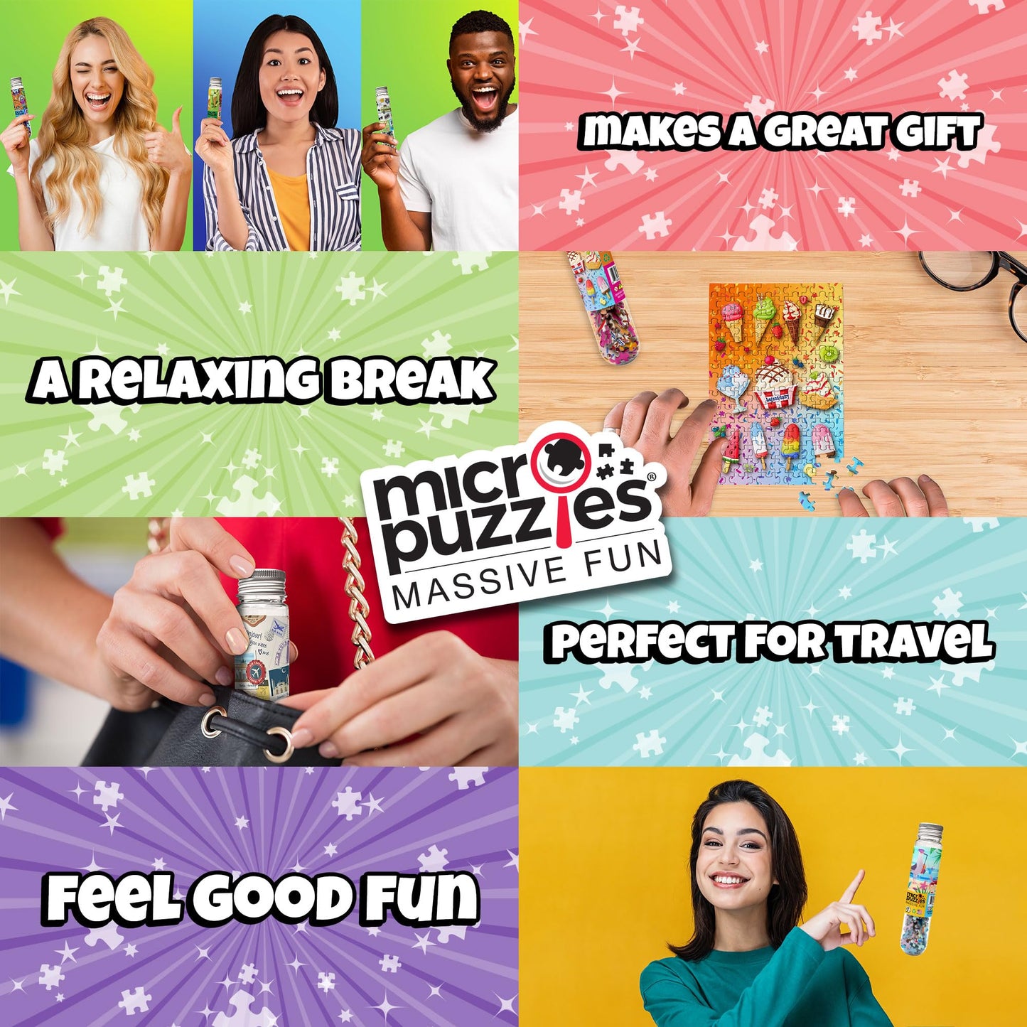 MicroPuzzles “City & Moon Scape” Mini Jigsaw Puzzle 2-Pack – 150-Piece Night-Skyline Travel 4×6 in Puzzle Gift | Made in USA | Small Business