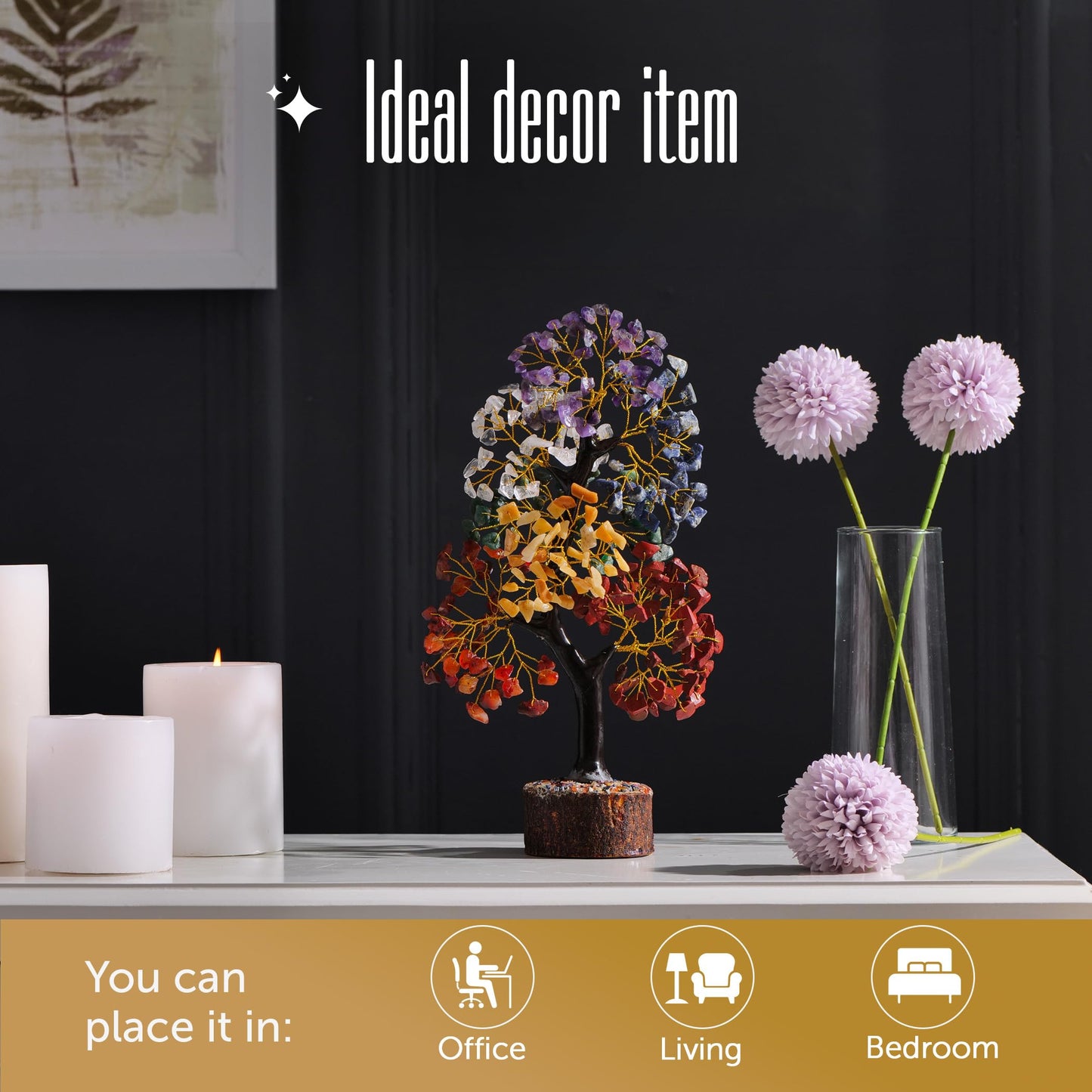 FASHIONZAADI 7 Chakra Tree of Life, Crystals and Healing Stones, Birthday Gifts for Women - Crystal Tree for Positive Energy, Home Office Decor, Spiritual Gifts for Women