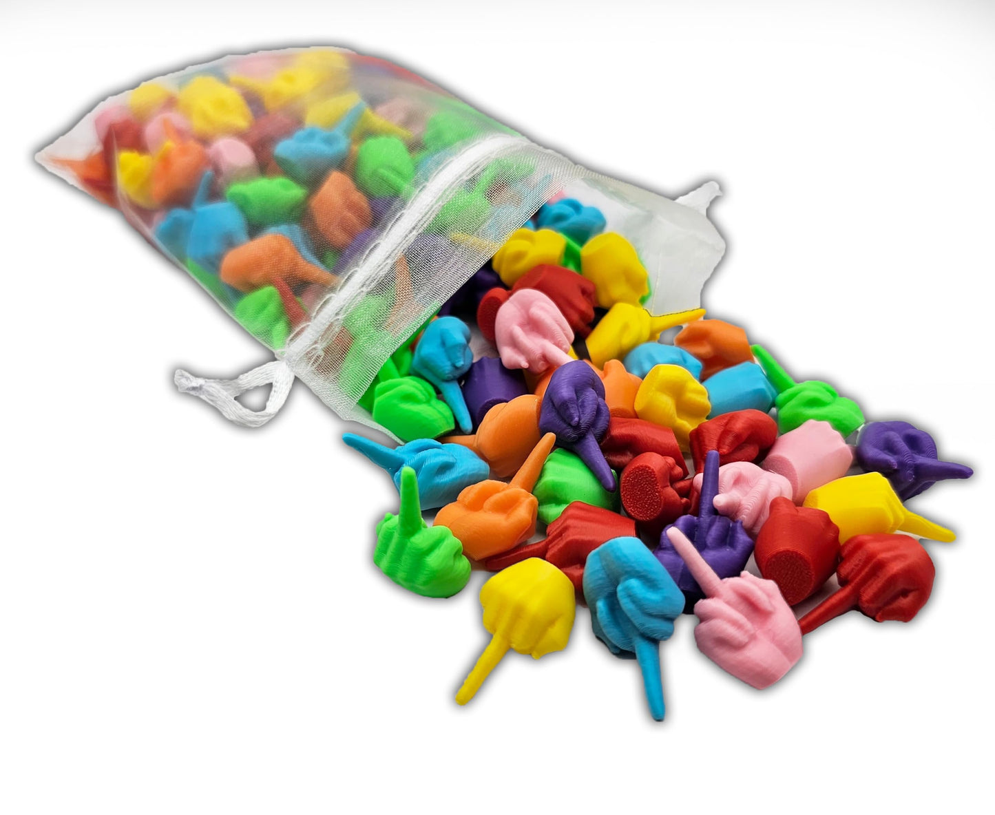 Bag of Hands | Middle Fingers in Bulk | Tiny Middle Fingers | Party Favors | Novelty Items | Flip The Bird in Bulk | F to Give | Jokes (Rainbow Mix, 200 Pack)