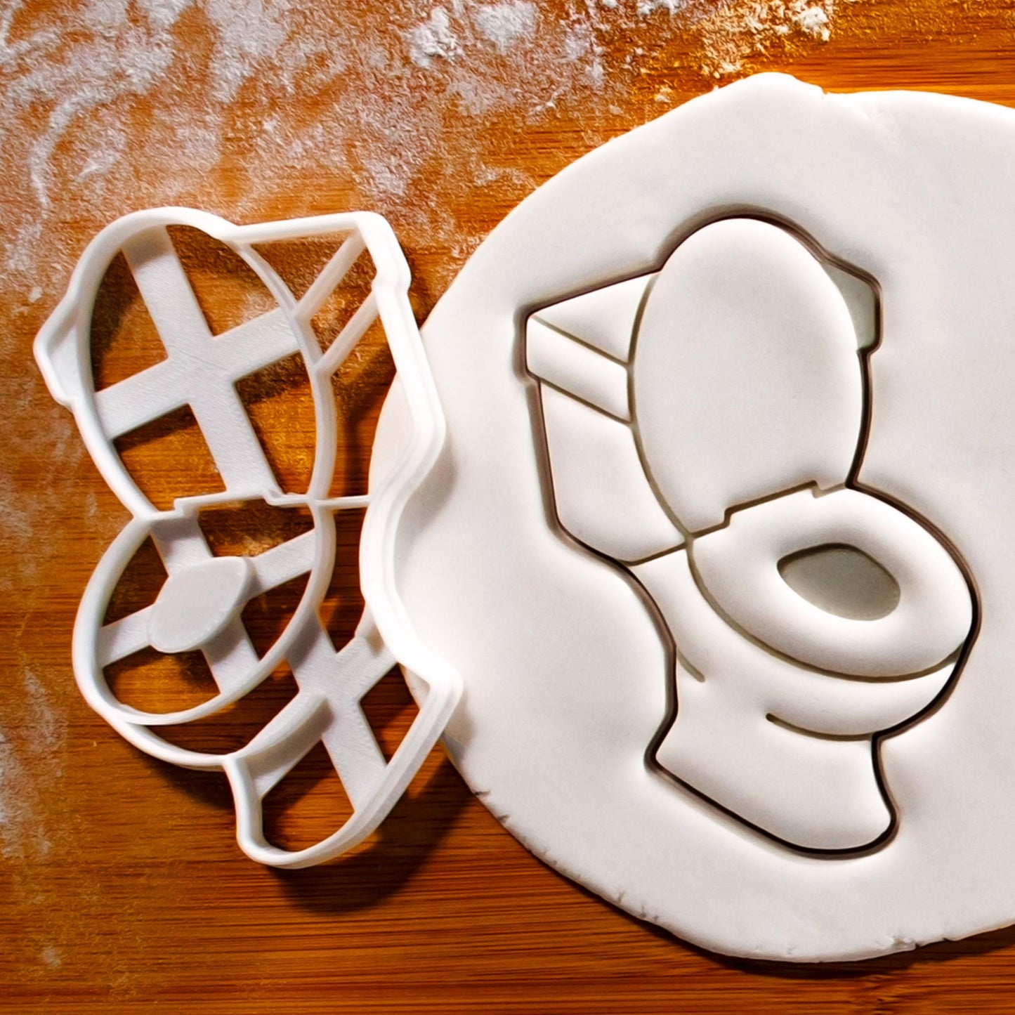 BAKERLOGY Set of 2 Toilet Bowl and Plunger Cookie Cutters - Detailed Biscuit Cutter Design for Baking and Crafts, ideal on fondant, dough, clay