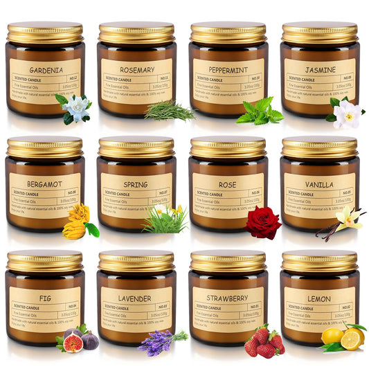 12 Pcs Scented Candles with Added Natural Essential Oils, 3.05oz, Suitable for Various Festivals, Parties, Yoga, and Home Scene.