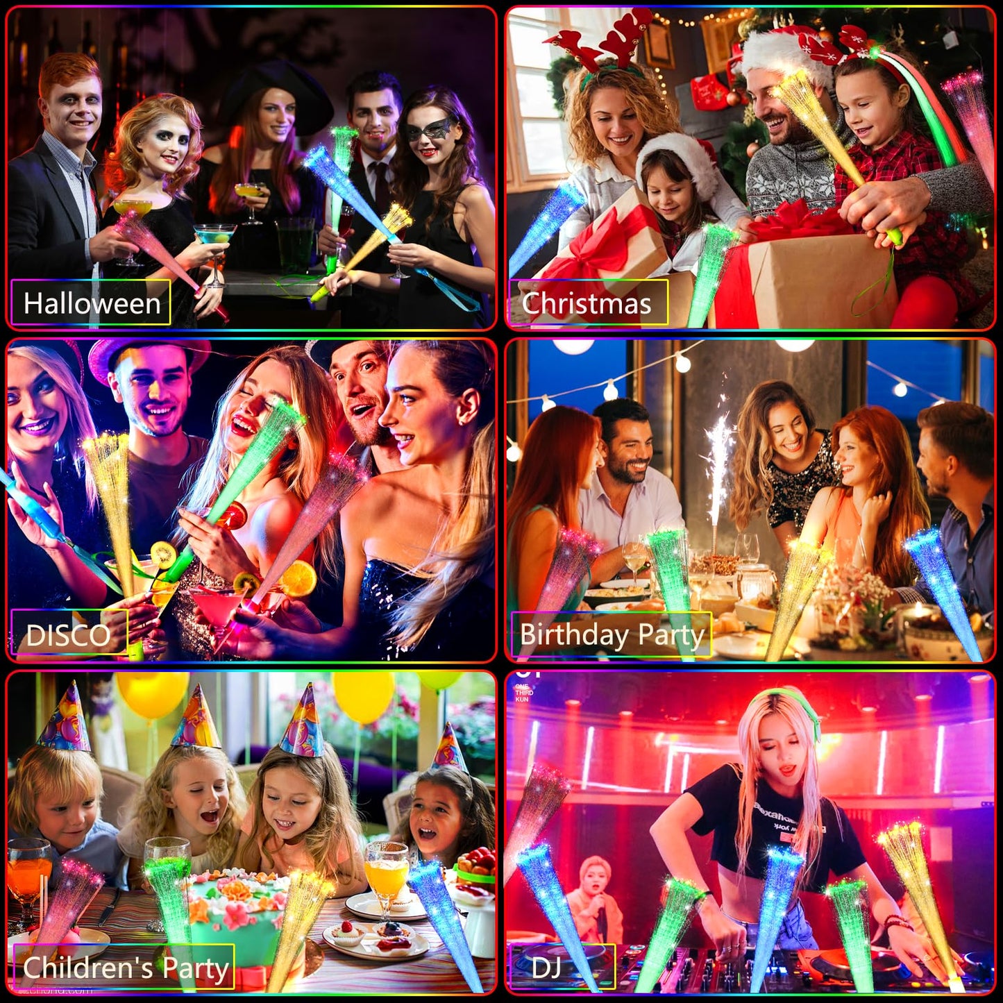 Glow Fiber Optic Wands Glow Sticks Bulk Party Pack,Glow in The Dark Party Supplies Favor Flashing Light Up Sticks for Birthday Holiday Party Wedding Halloween Christmas New Year's Eve 2026(36)